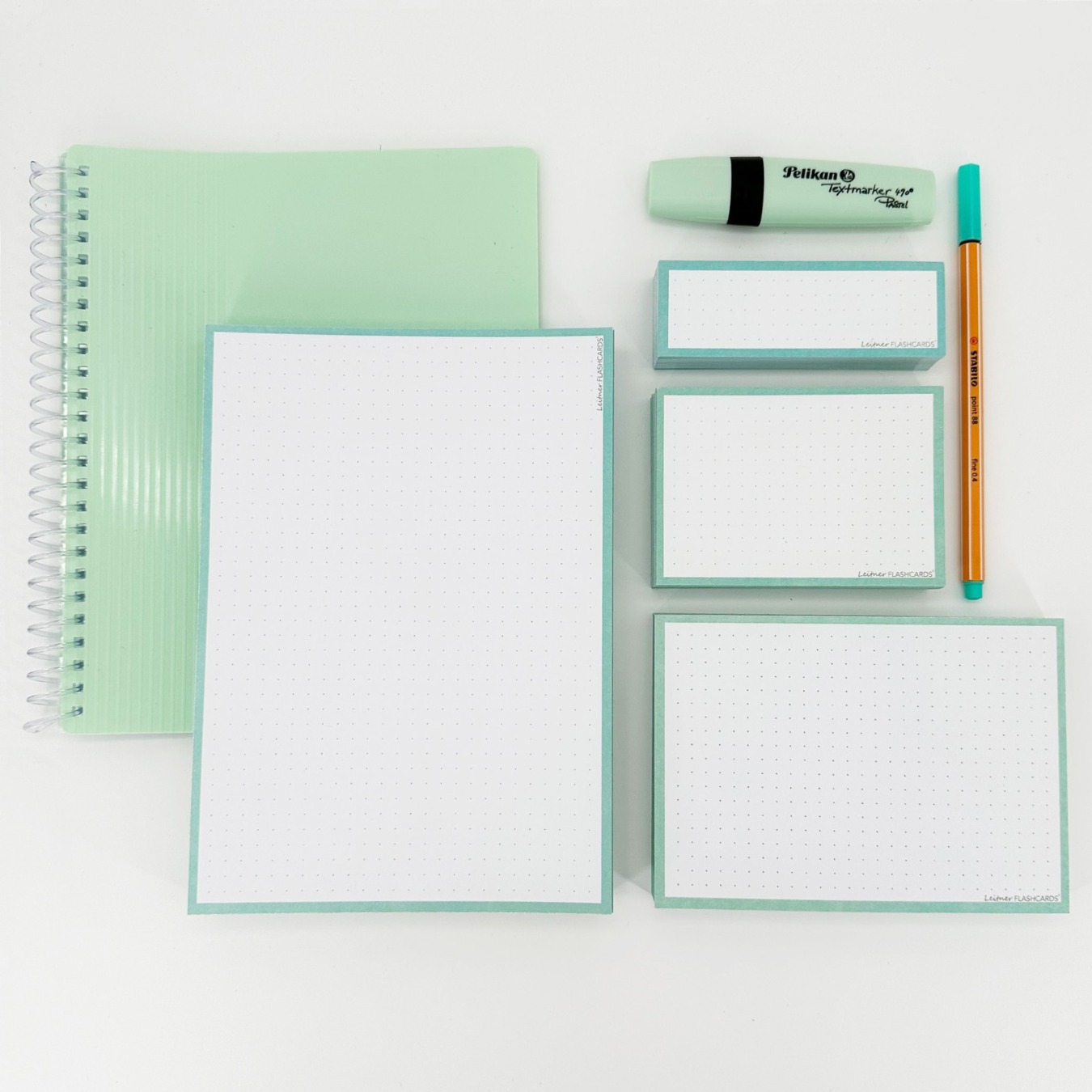 Flashcards & Showmap Studiekit Pastel Mintgroen