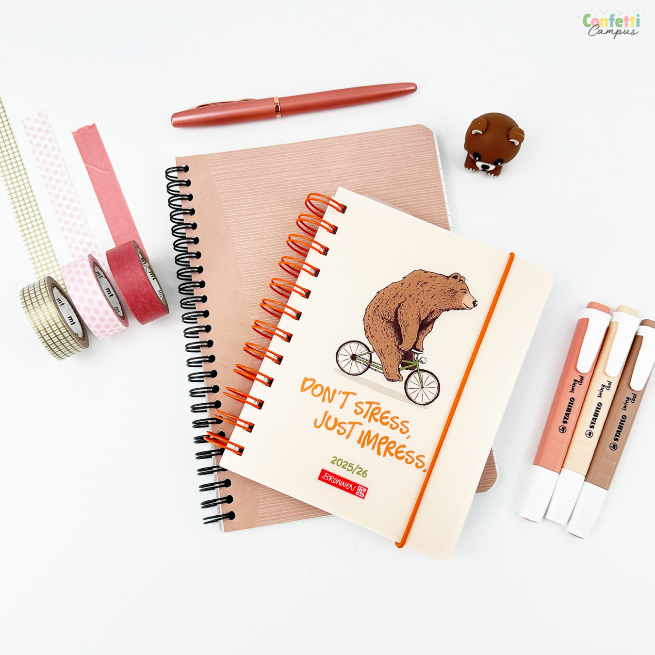 Peach & Gold matching agenda Bear