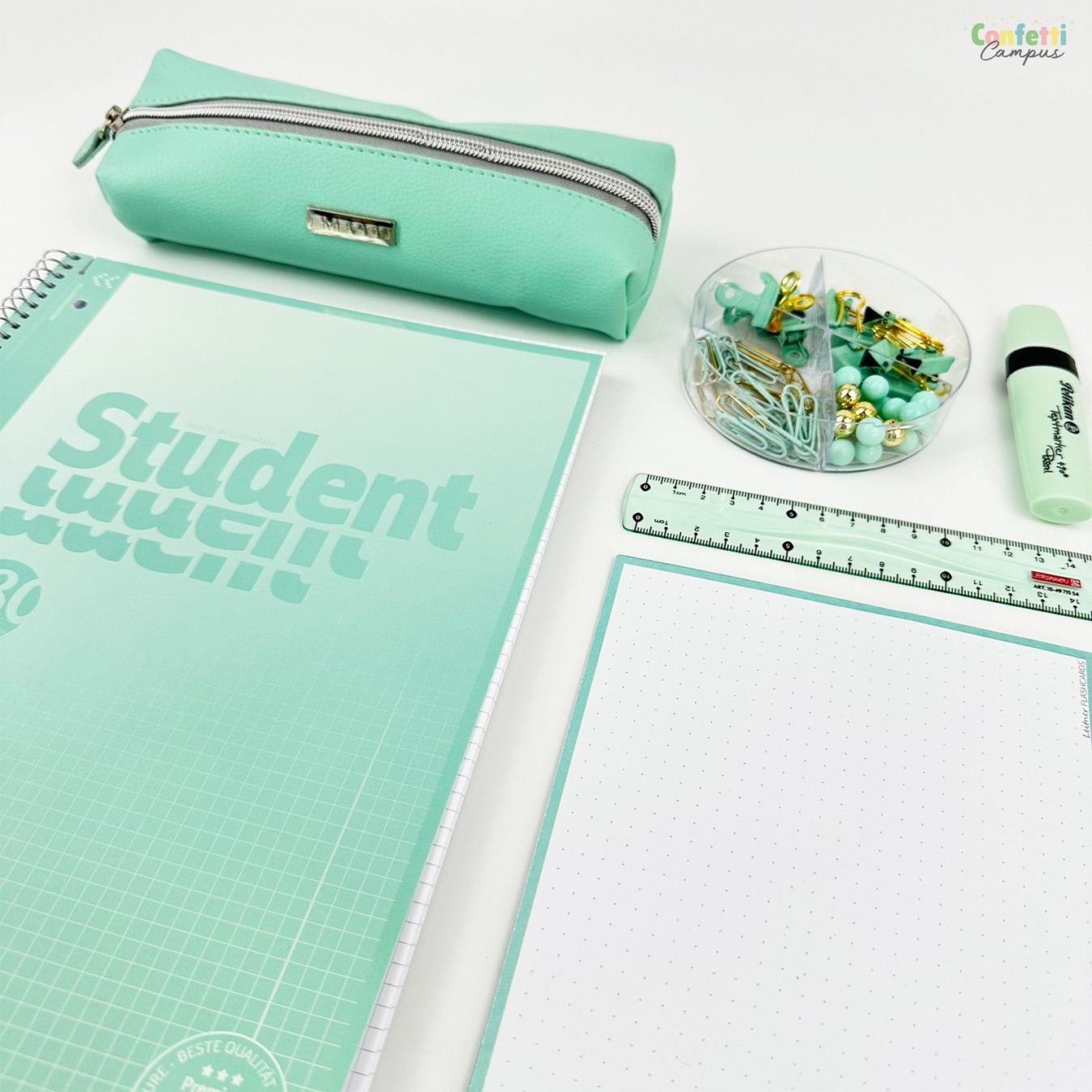 Ancor Emboss Etui Vegan Leer Mint Sfeer