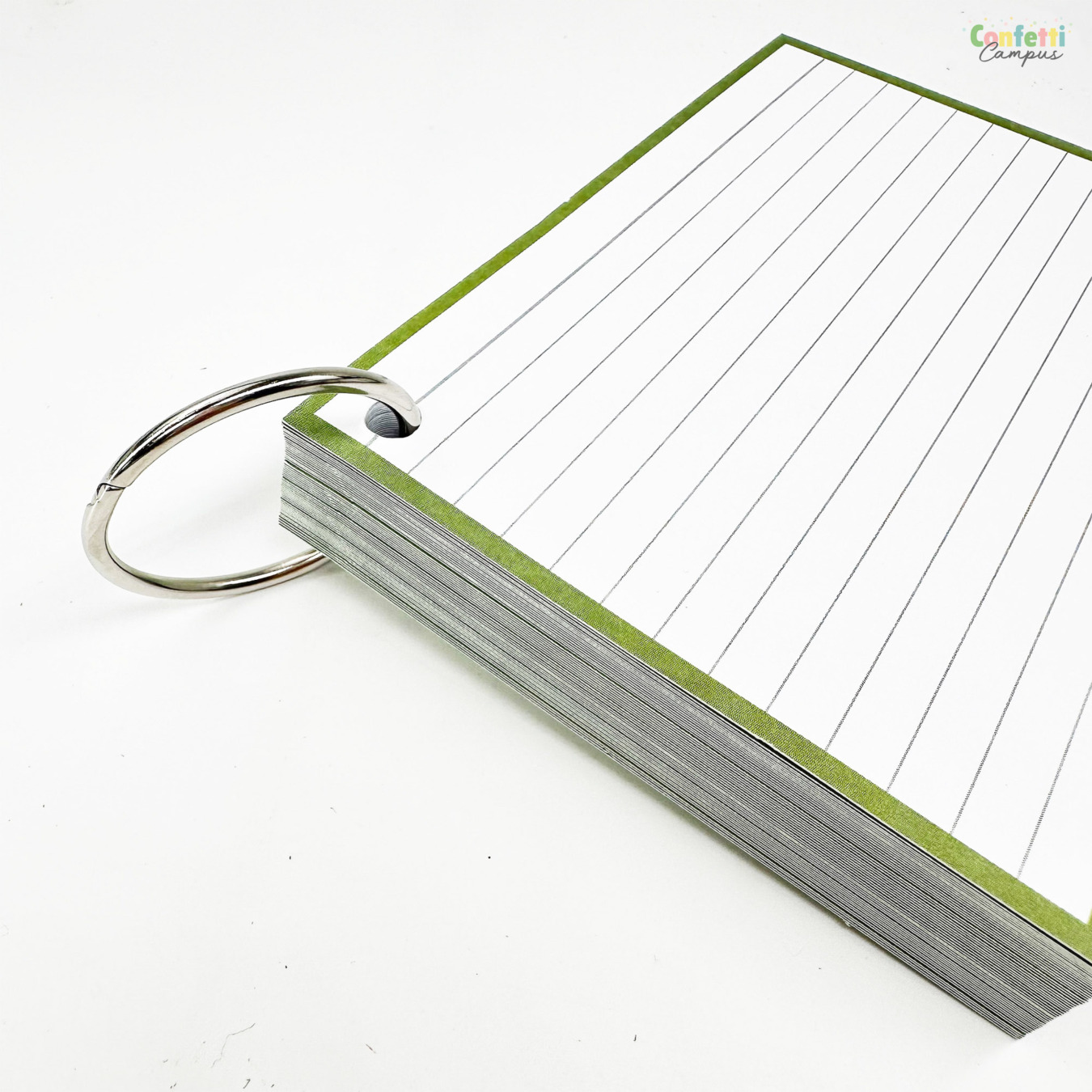 Leitner Flashcards A6 Gelinieerd Olijf Groen