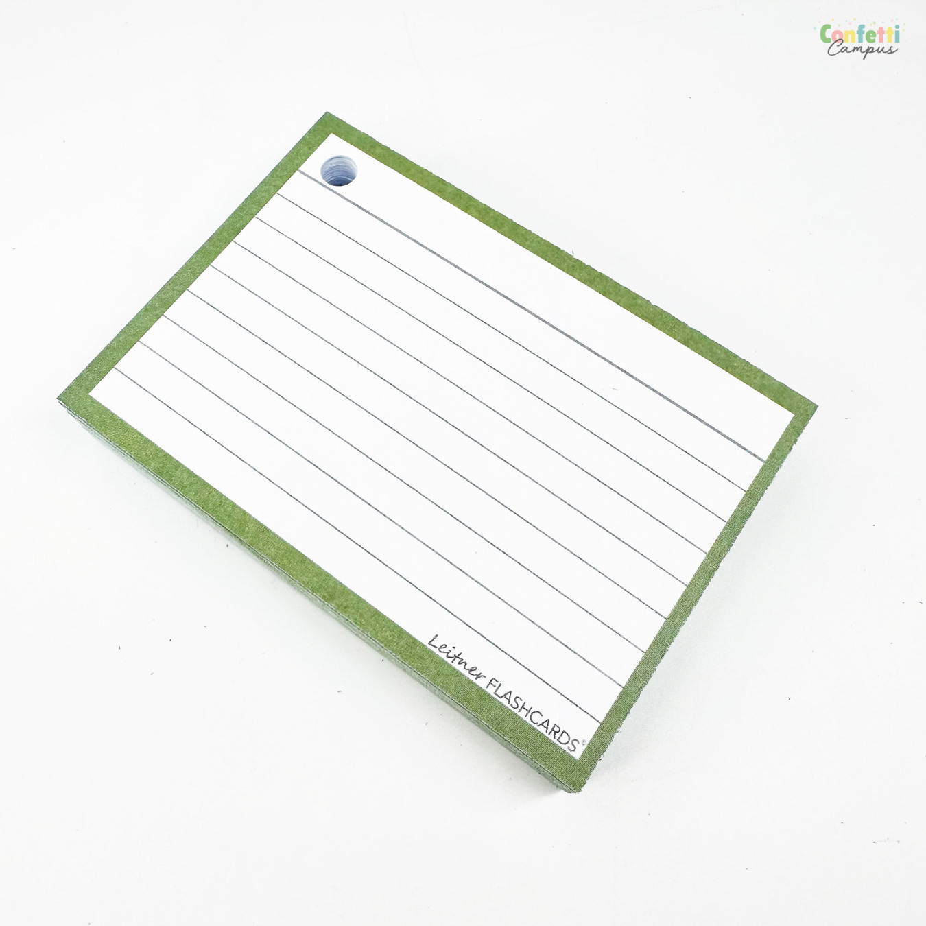 Leitner Flashcards A7 Gelinieerd Olijf Groen