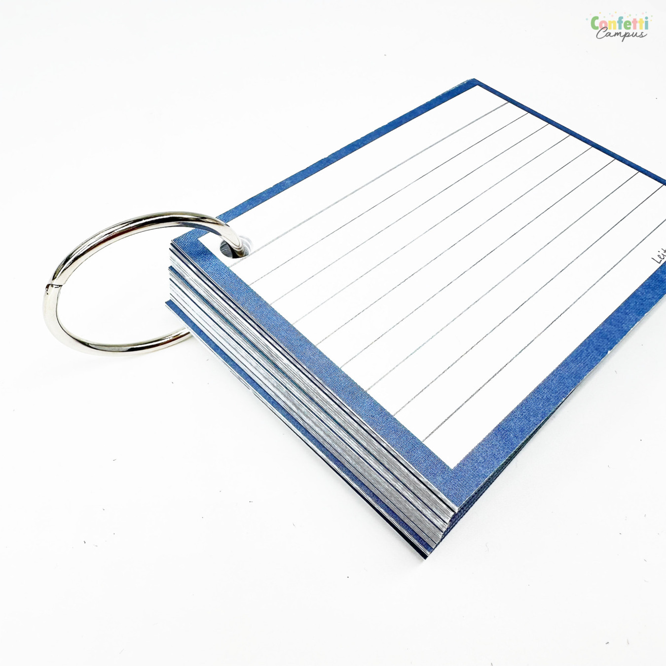 Leitner Flashcards A7 Gelinieerd Staal Blauw