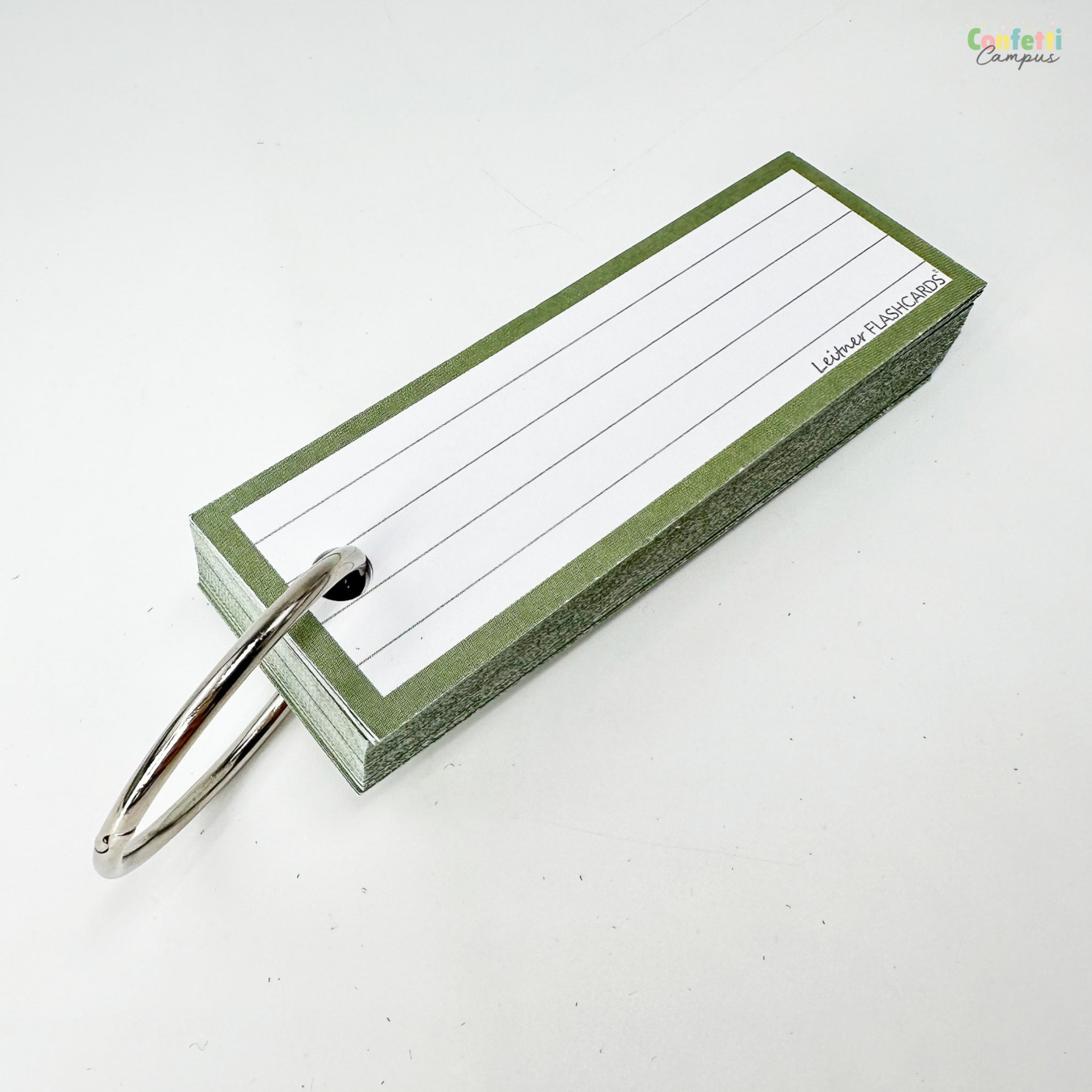 Leitner Flashcards Half Gelinieerd Olijf Groen