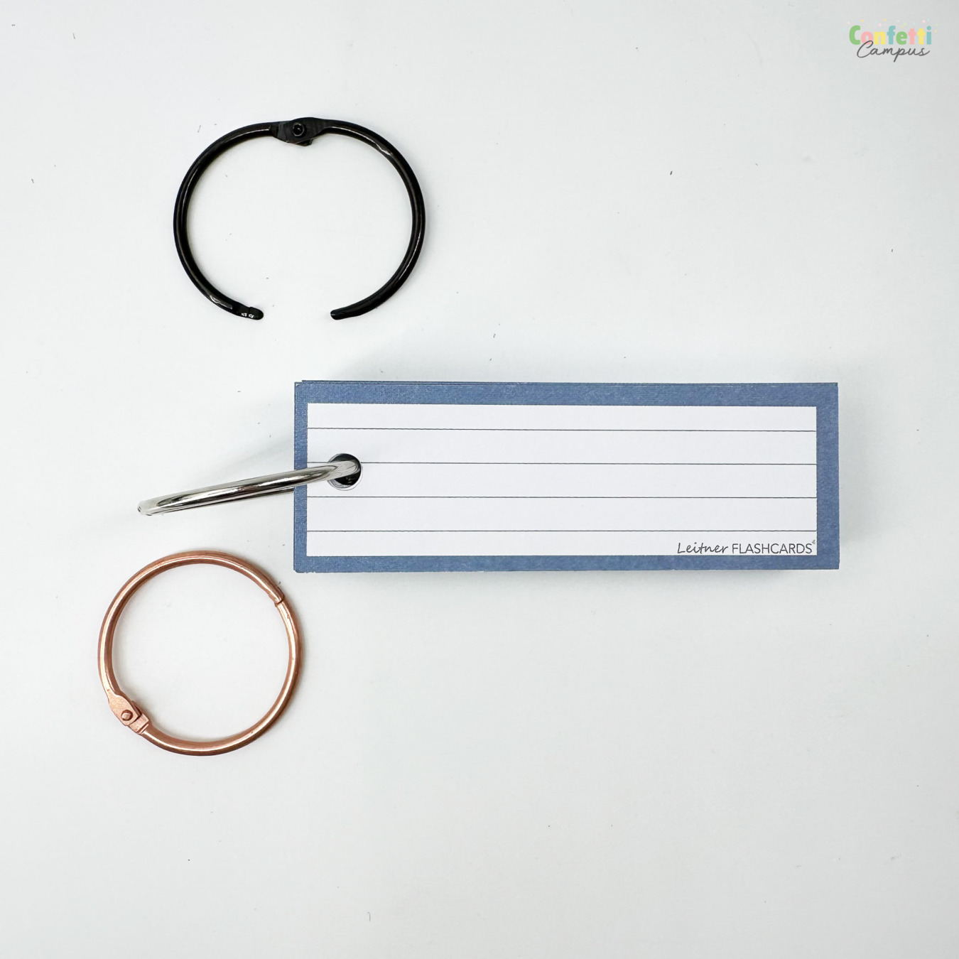 Leitner Flashcards Half Gelinieerd Staal Blauw