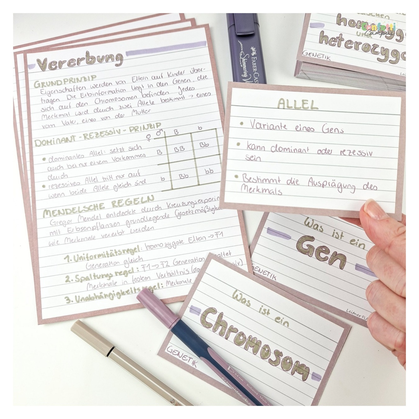 Leitner Flashcards Nature Greige Gelinieerd Familie in gebruik-10