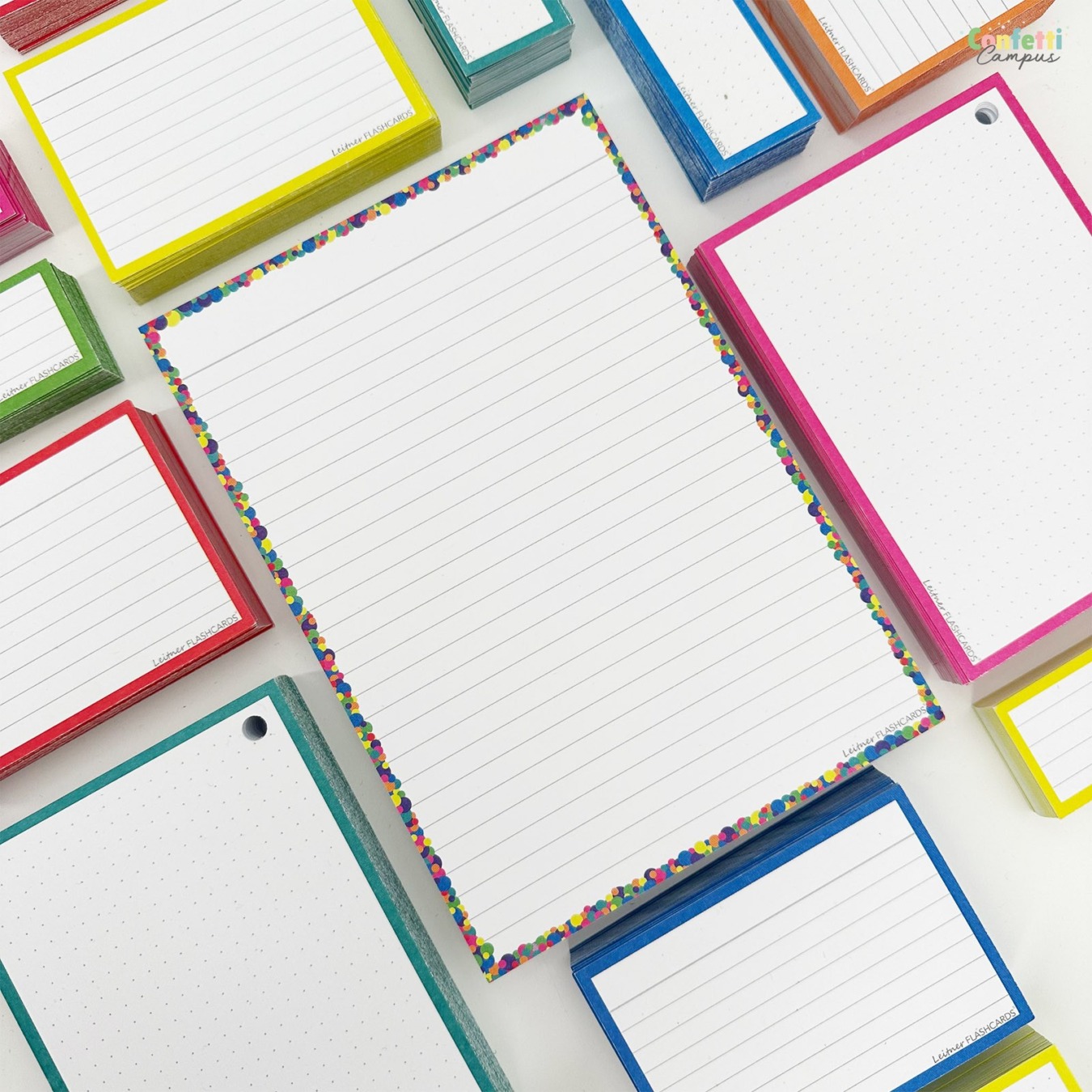 Leitner Flashcards A5 Gelinieerd Confetti