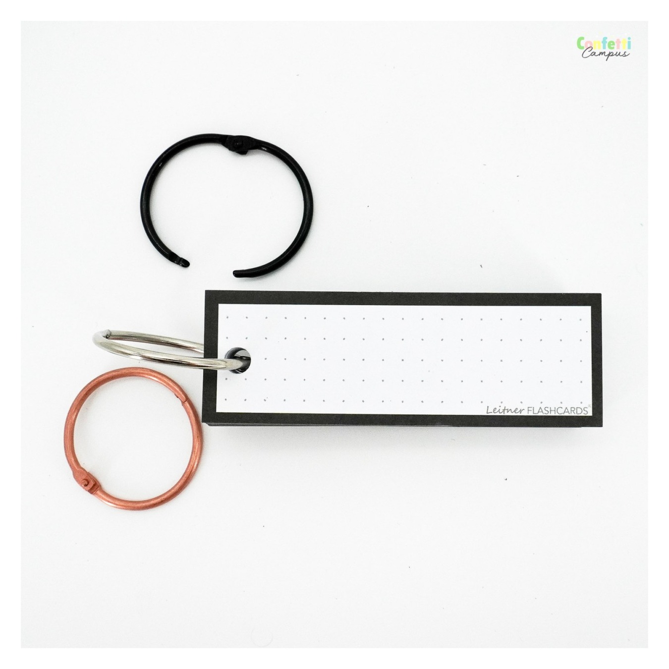 Leitner Flashcards Half Dotted Zwart