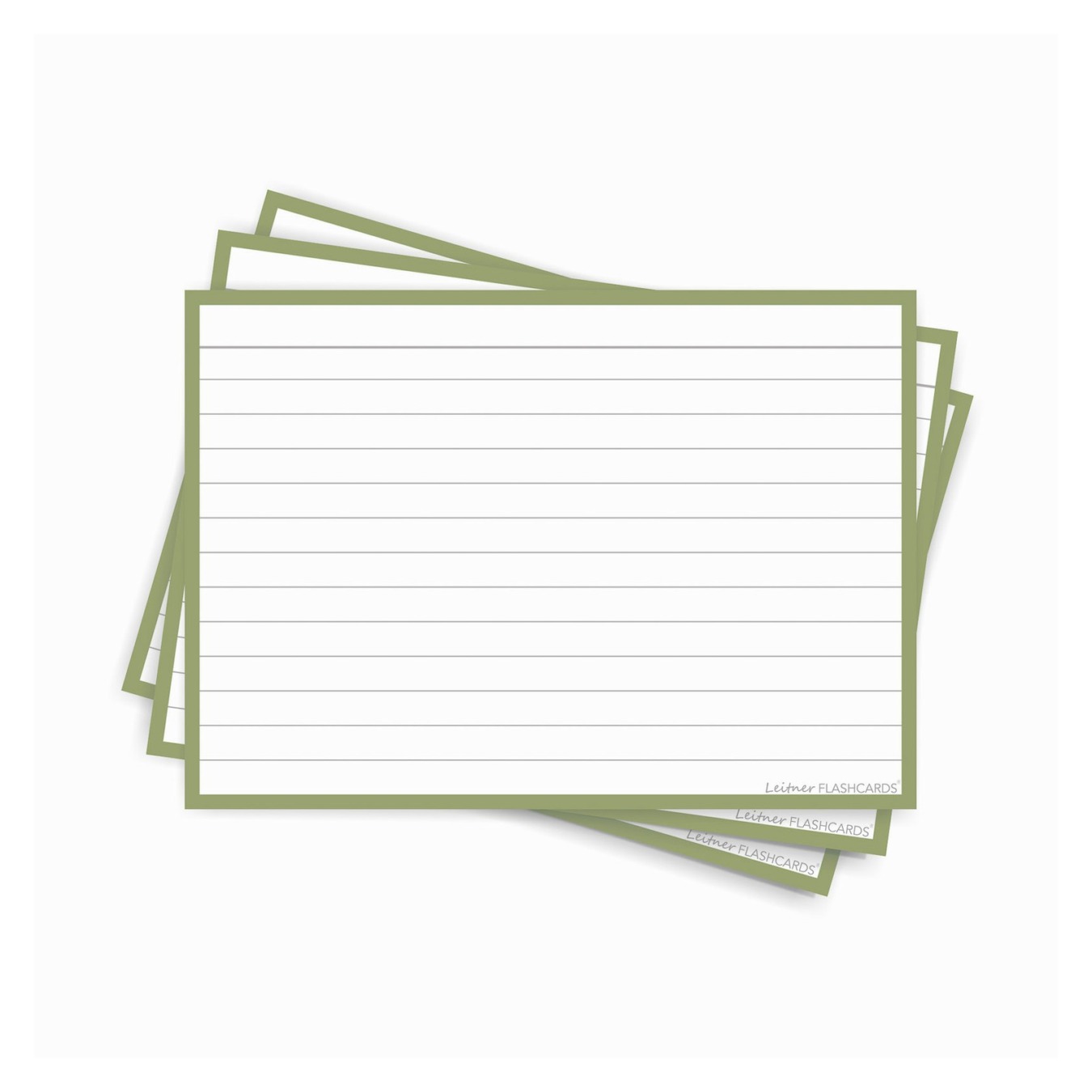 Leitner Flashcards A6 Gelinieerd Olijf Groen
