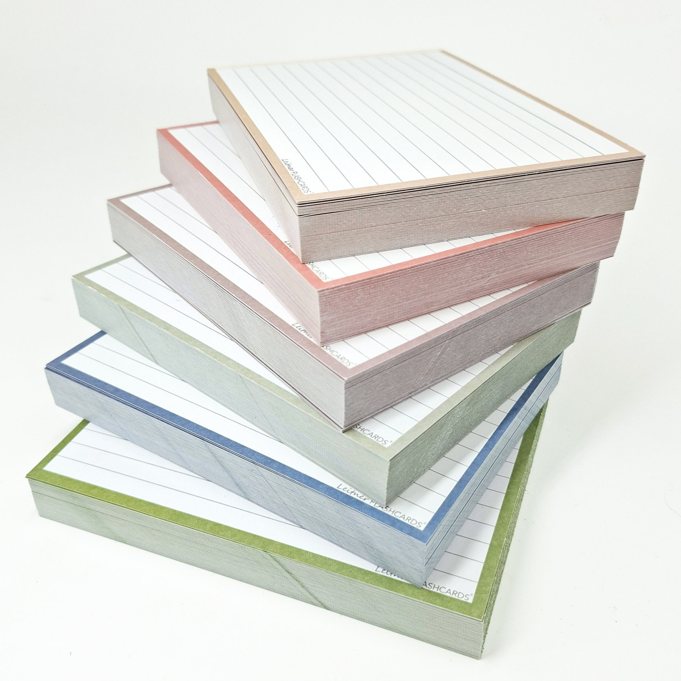 Leitner Flashcards Pakket A6 Gelinieerd Nature 300 stuks