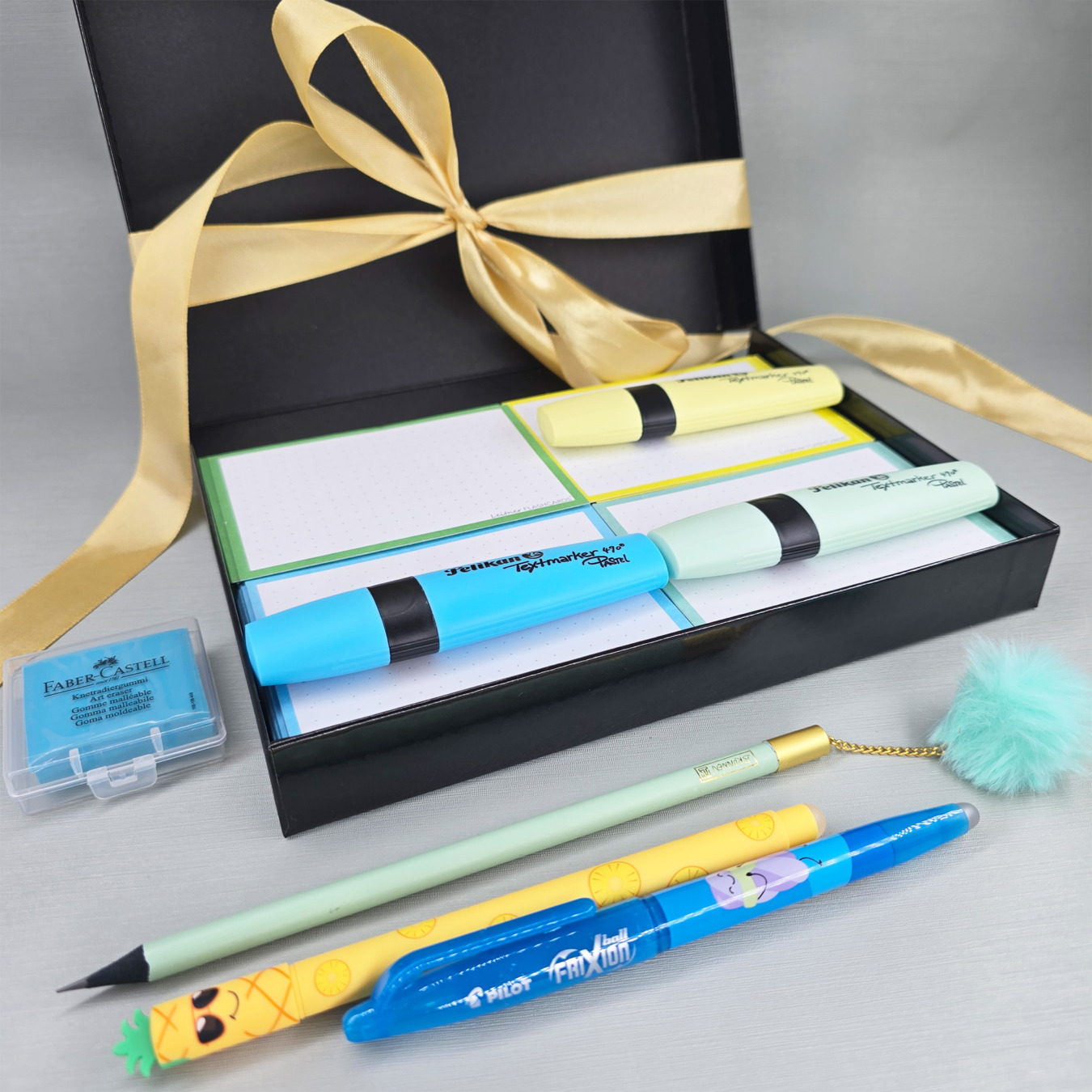 cadeauset leitner flashcards en schrijfwaren blauw