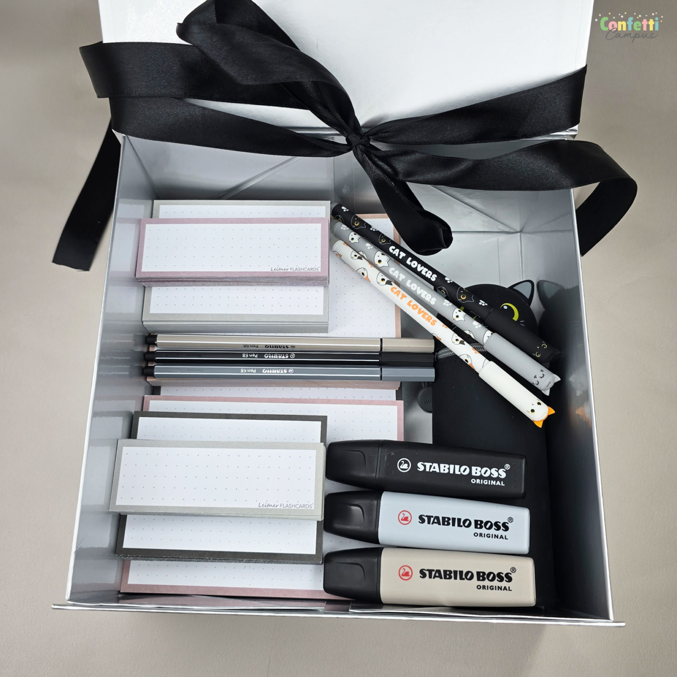 pretty notes & flashcards giftset zwart - grijs