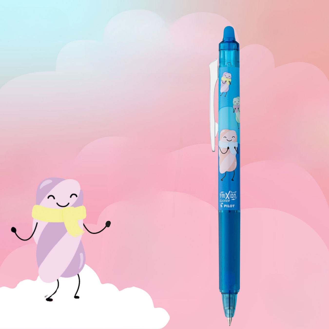 pilot frixion clicker 0.7 uitwisbare pen sweet paradise pastel blue-2