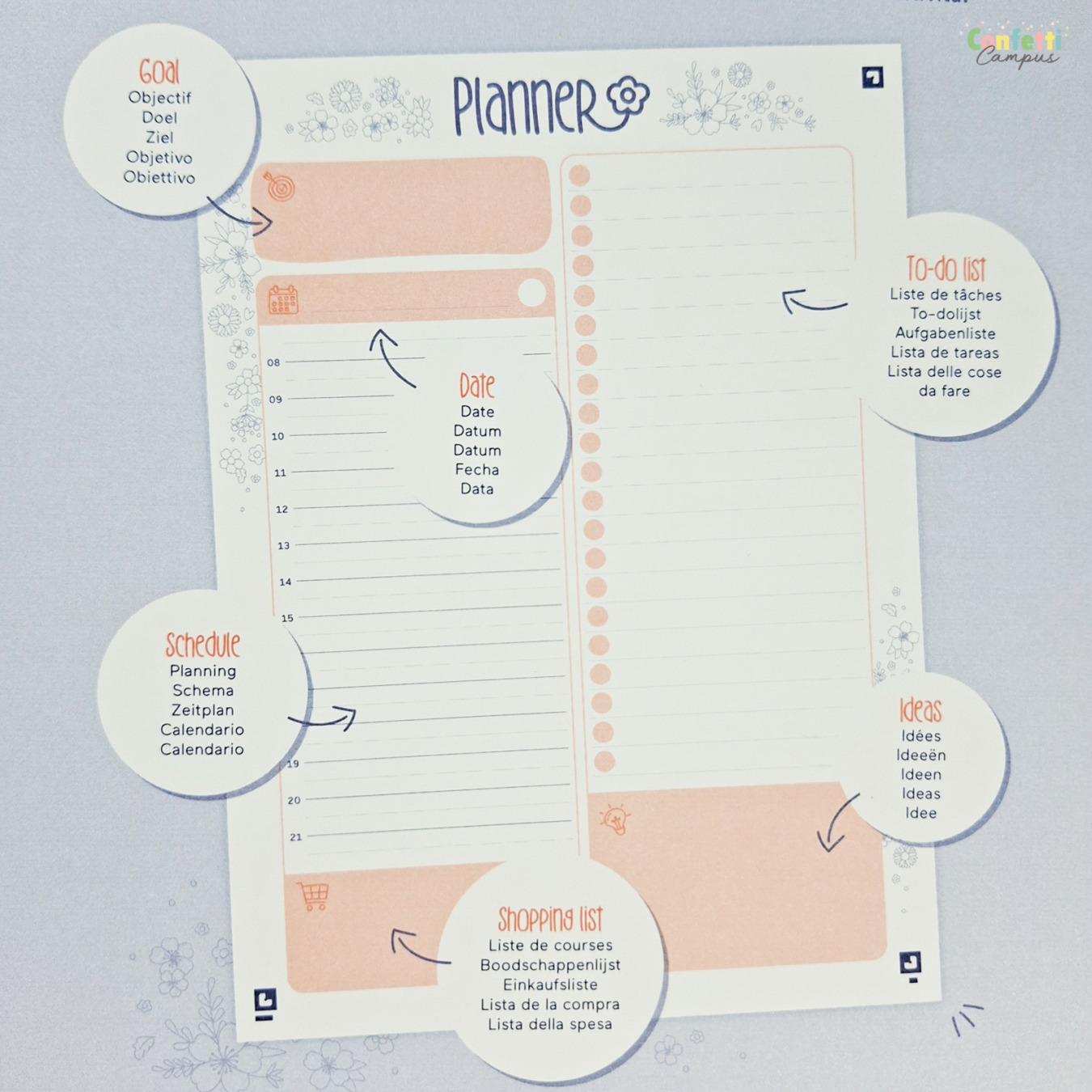 oxford daily planner a5 floral lila