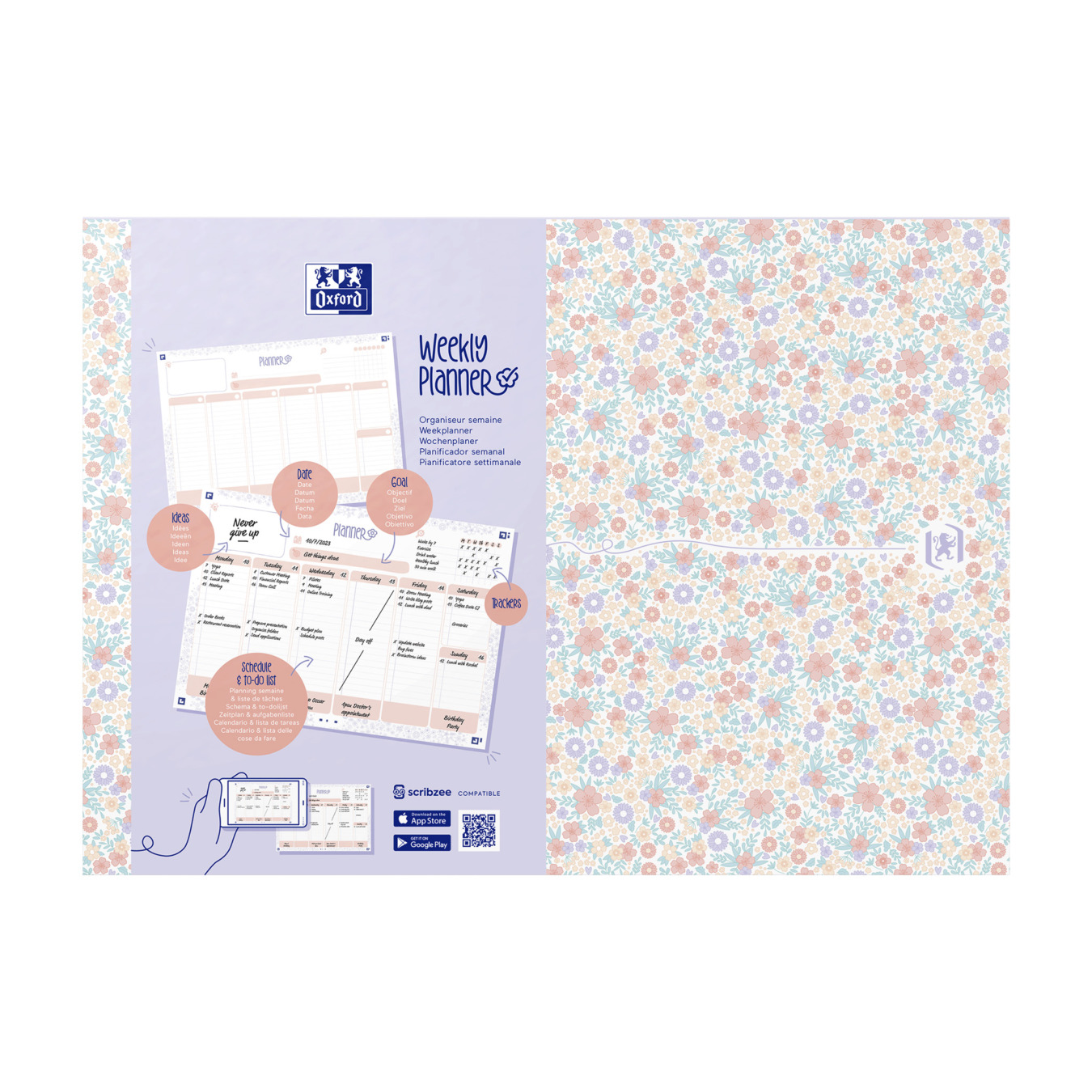 oxford weekly planner a4 floral lila