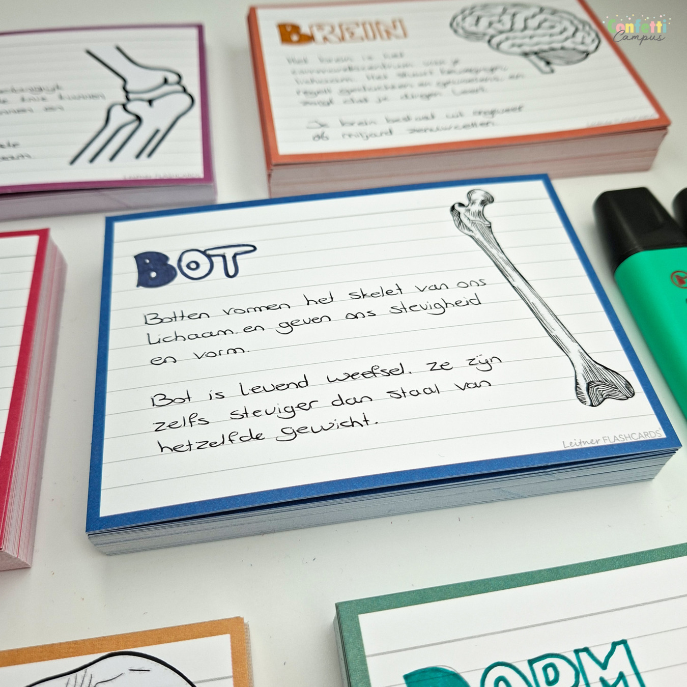 leitner flashcards a6 gelinieerd denim blauw