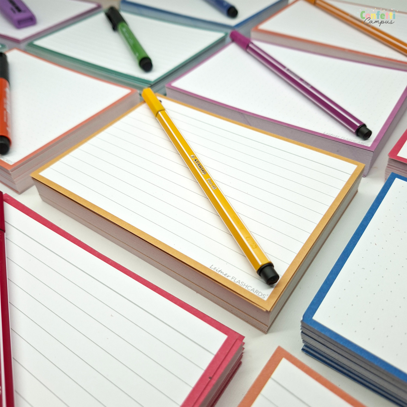 leitner flashcards a6 gelinieerd oker geel