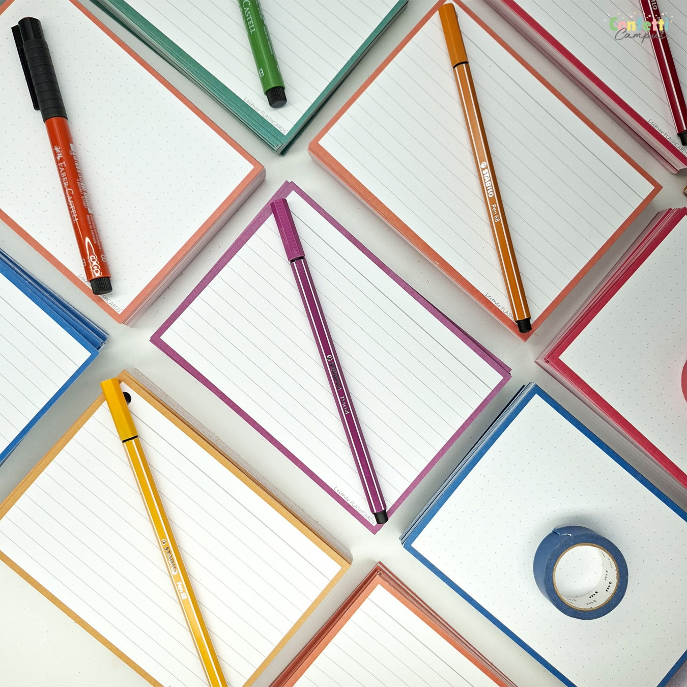 leitner flashcards a6 gelinieerd pruim paars