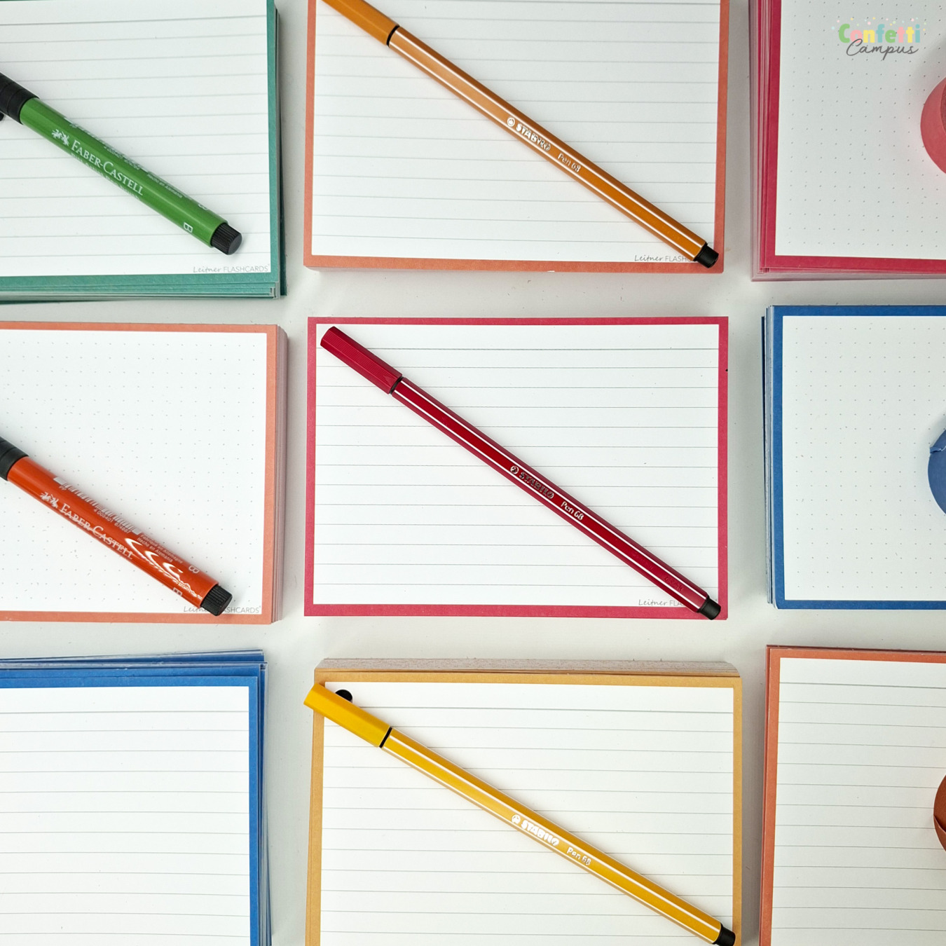 leitner flashcards a6 gelinieerd roest rood