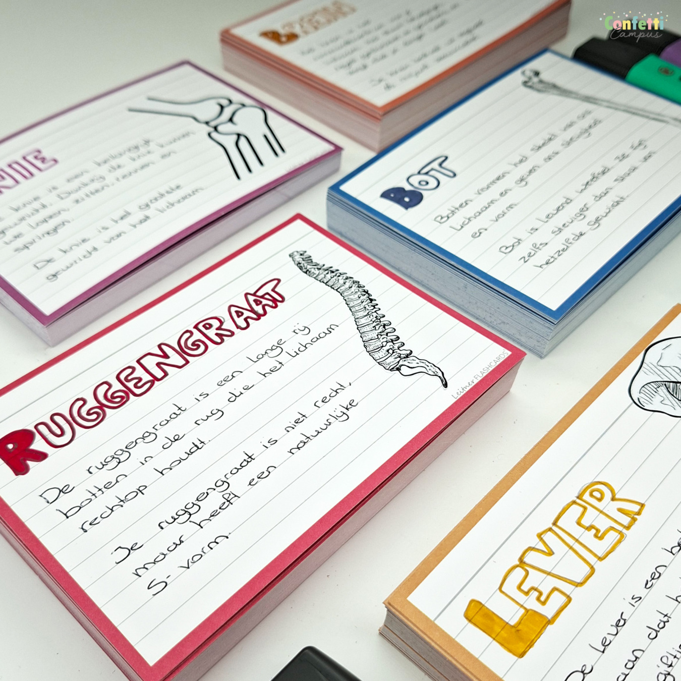 leitner flashcards a6 gelinieerd roest rood