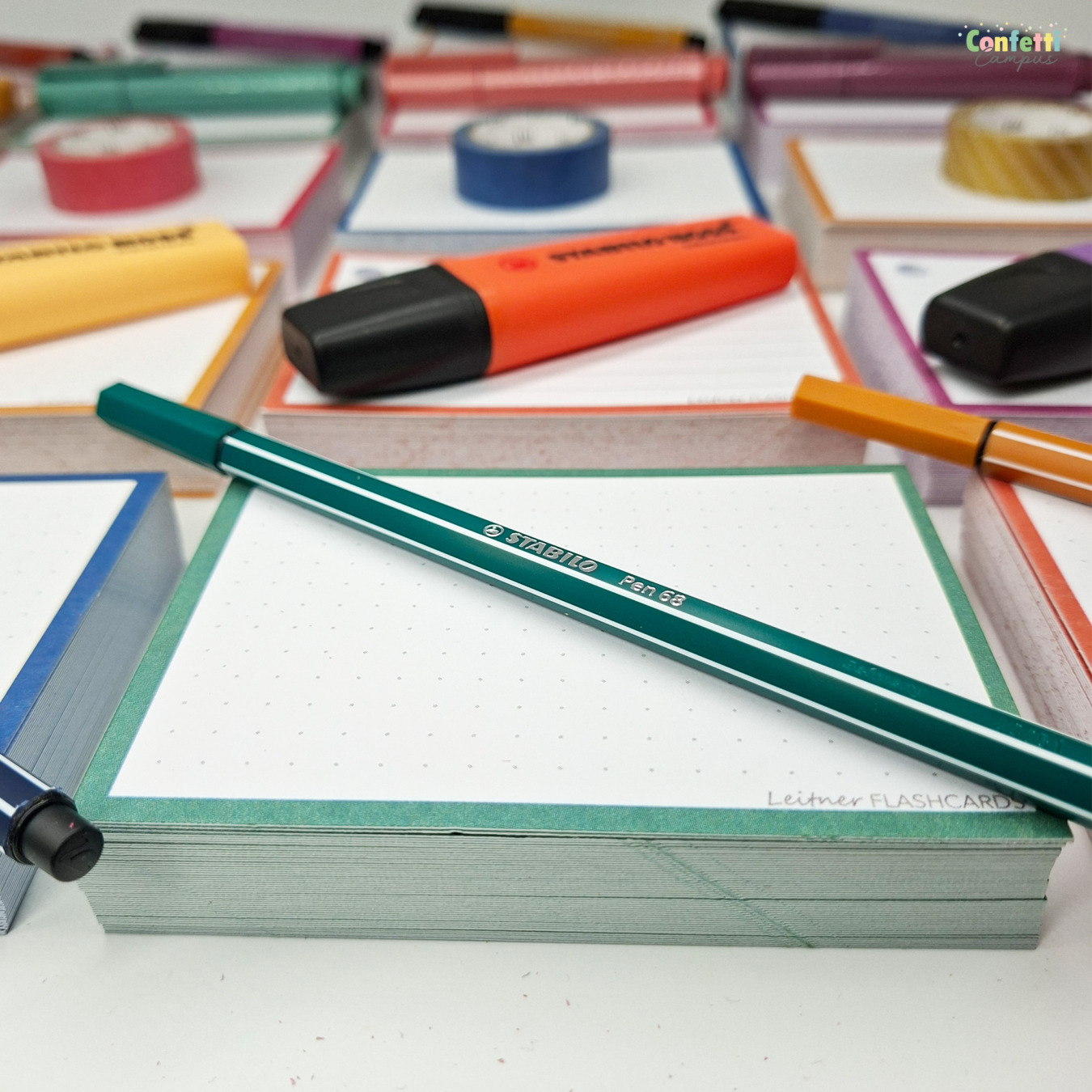 leitner flashcards a7 dotted forest groen