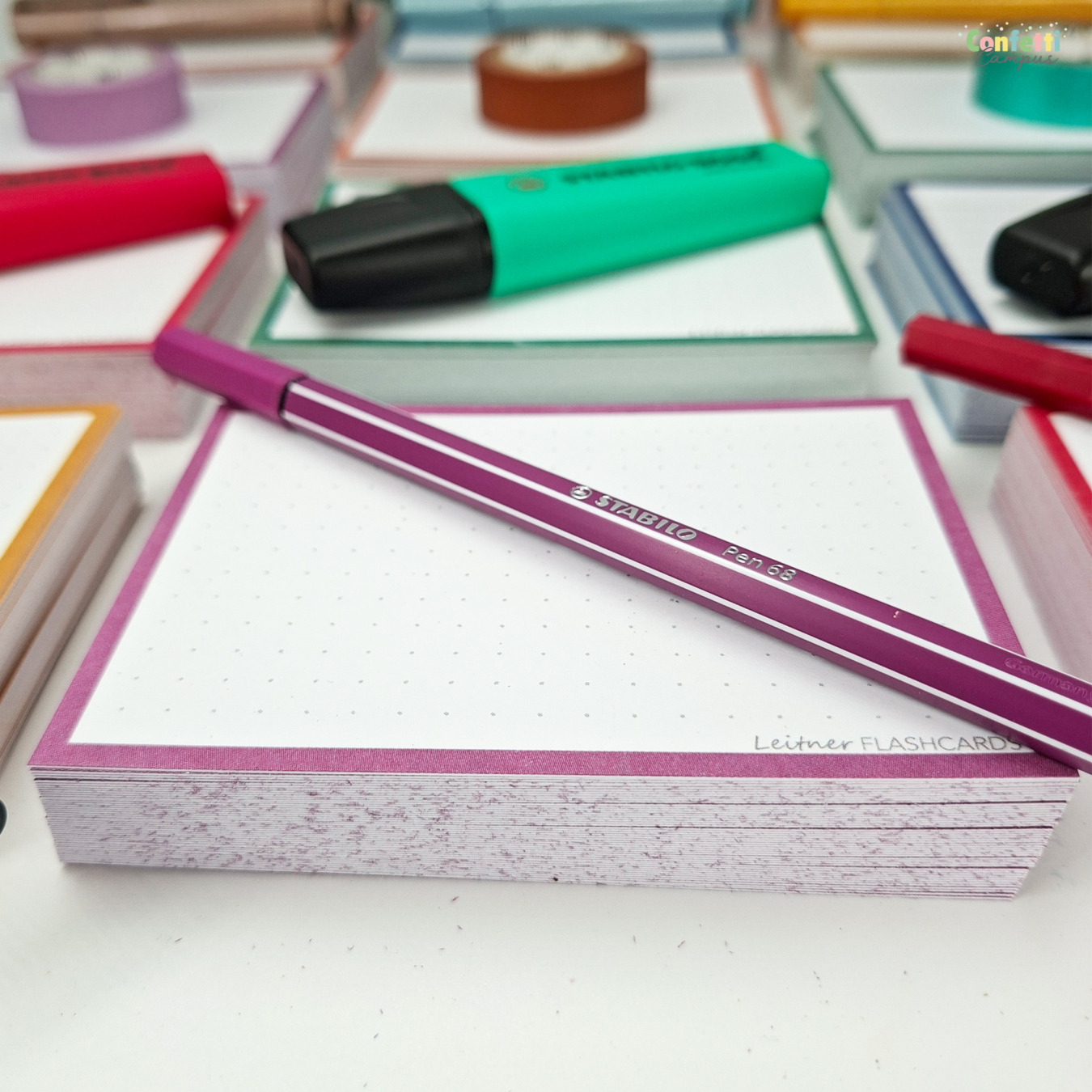 leitner flashcards a7 dotted pruim paars