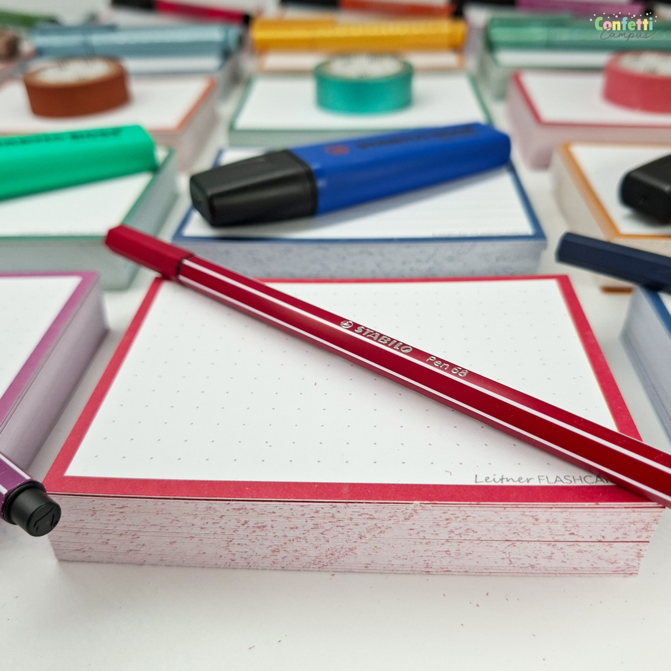 leitner flashcards a7 dotted roest rood