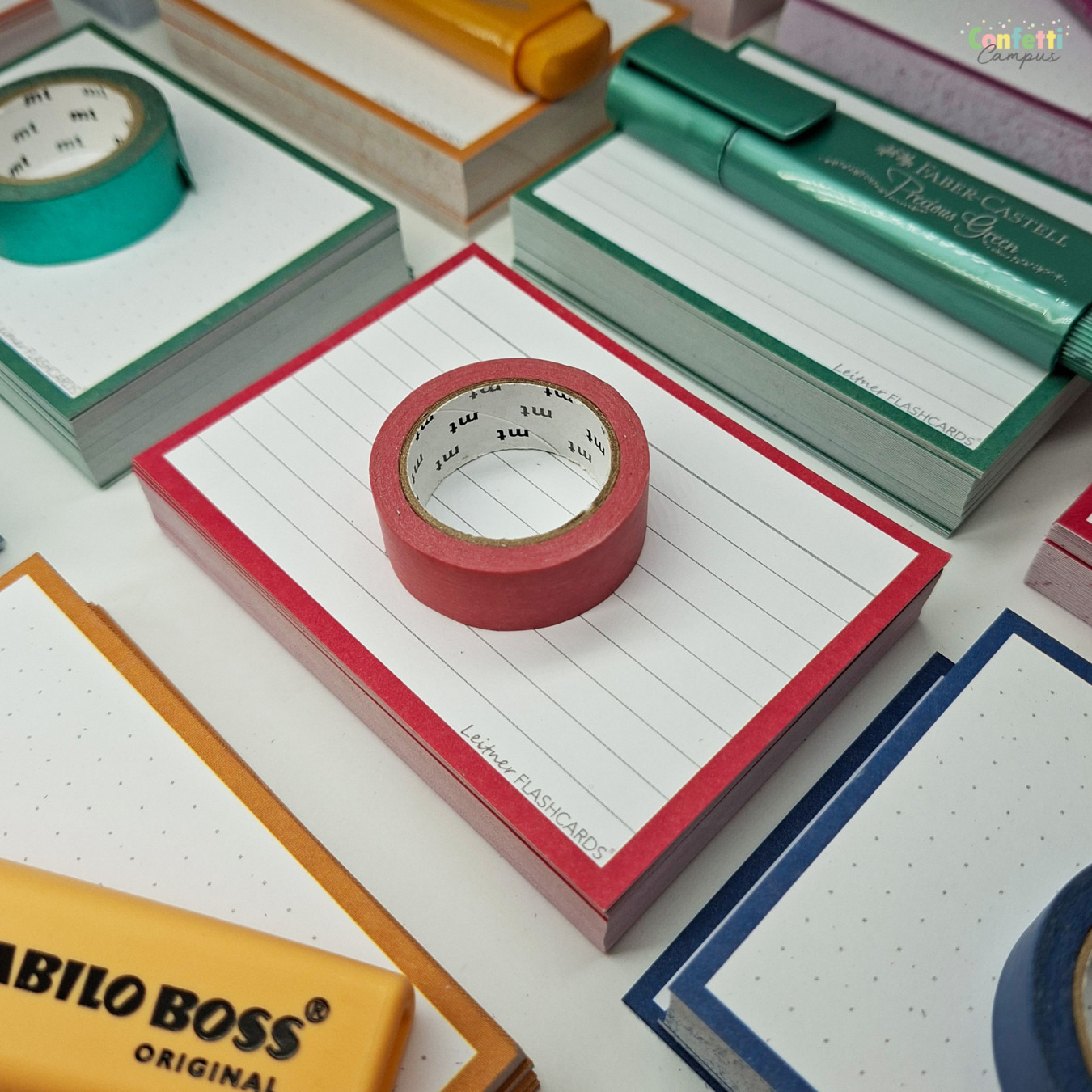 leitner flashcards a7 gelinieerd roest rood