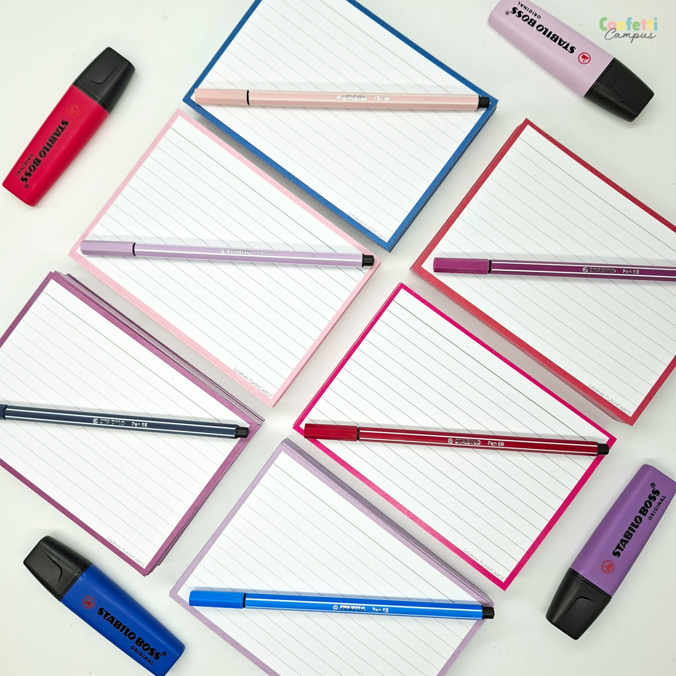 leitner flashcards pakket a6 roze 300 stuks