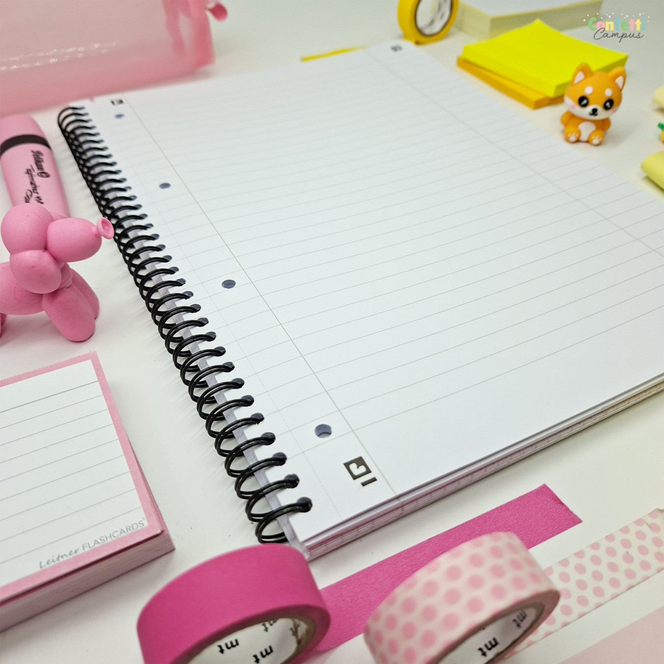 oxford a4+ collegeblok touch' duo gelinieerd & geruit roze/geel