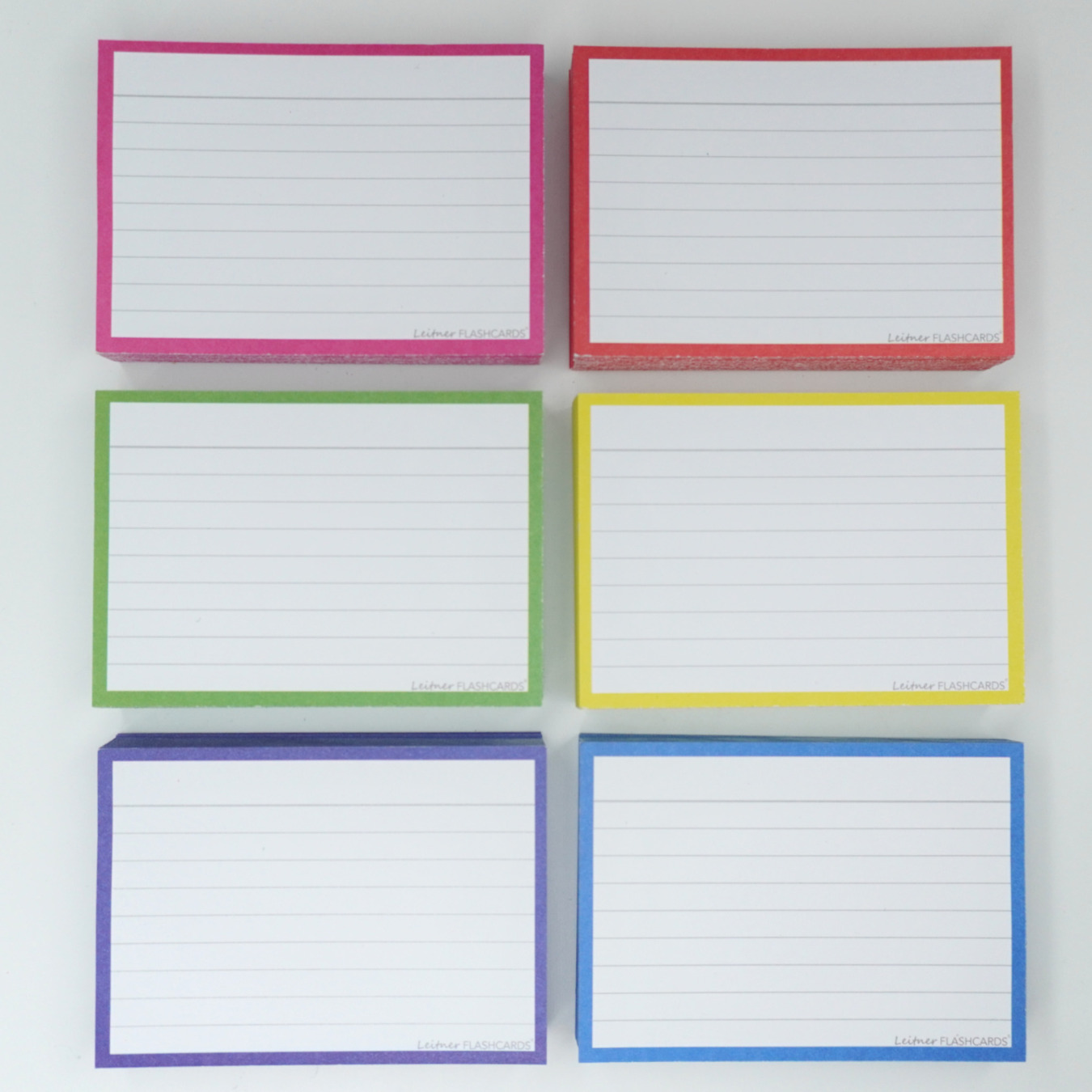 leitner flashcards pakket a7 neon gelinieerd 300 stuks