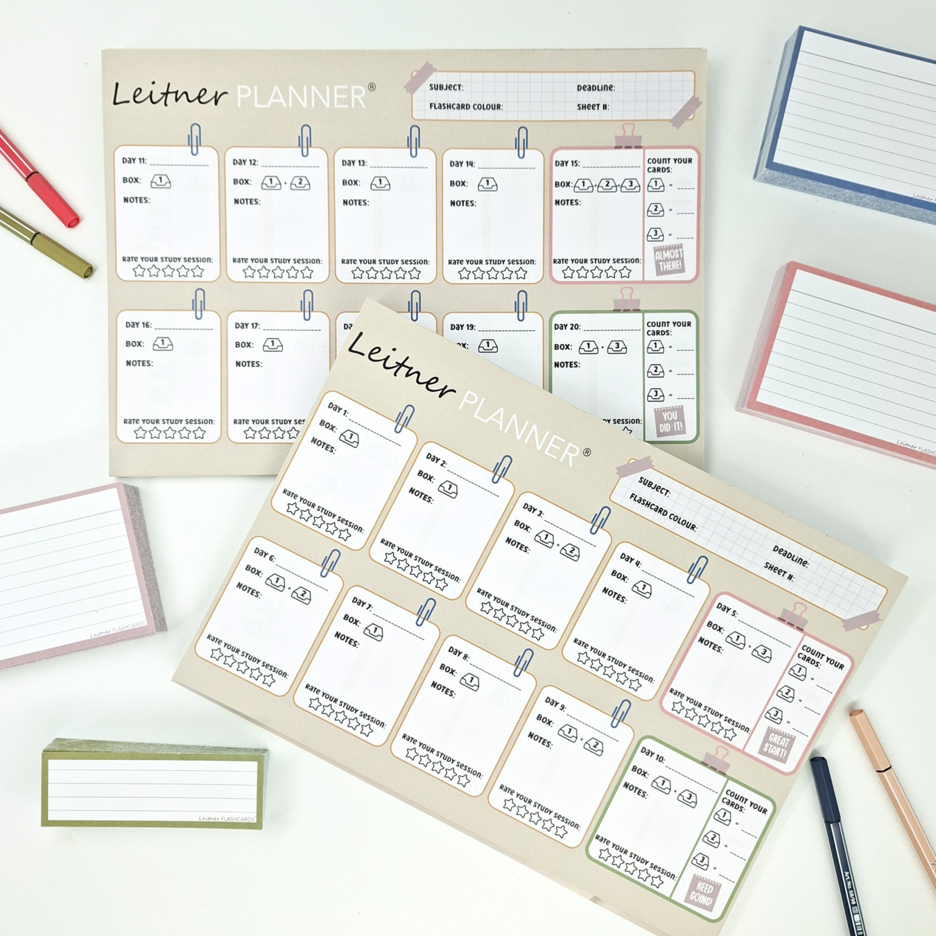 leitner flashcards planner a4 sand
