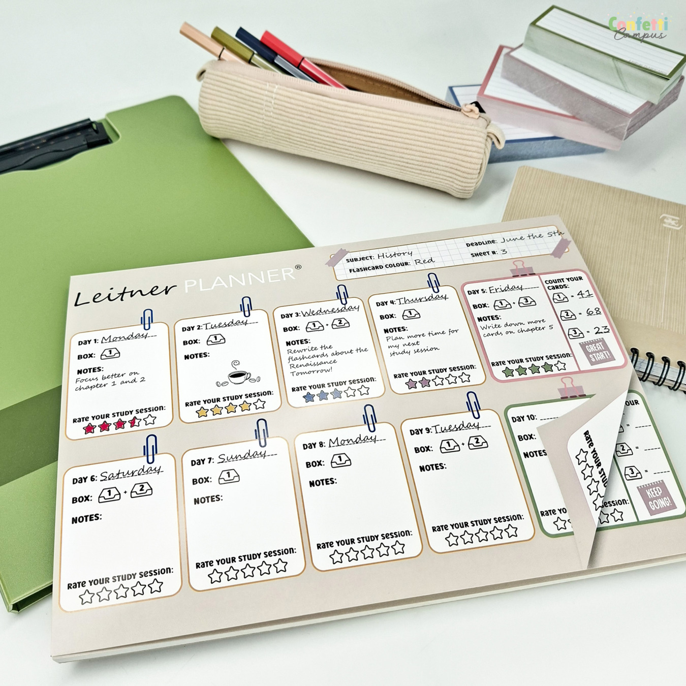 leitner flashcards planner a4 zand