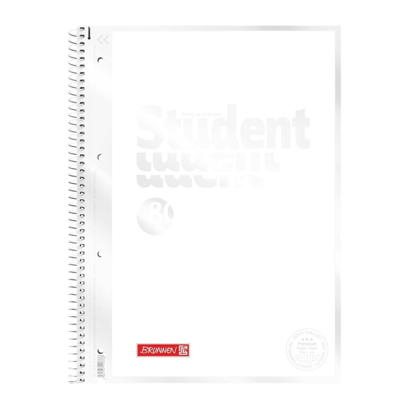 brunnen premium student collegeblok a4 geruit 5 x 5 mm wit