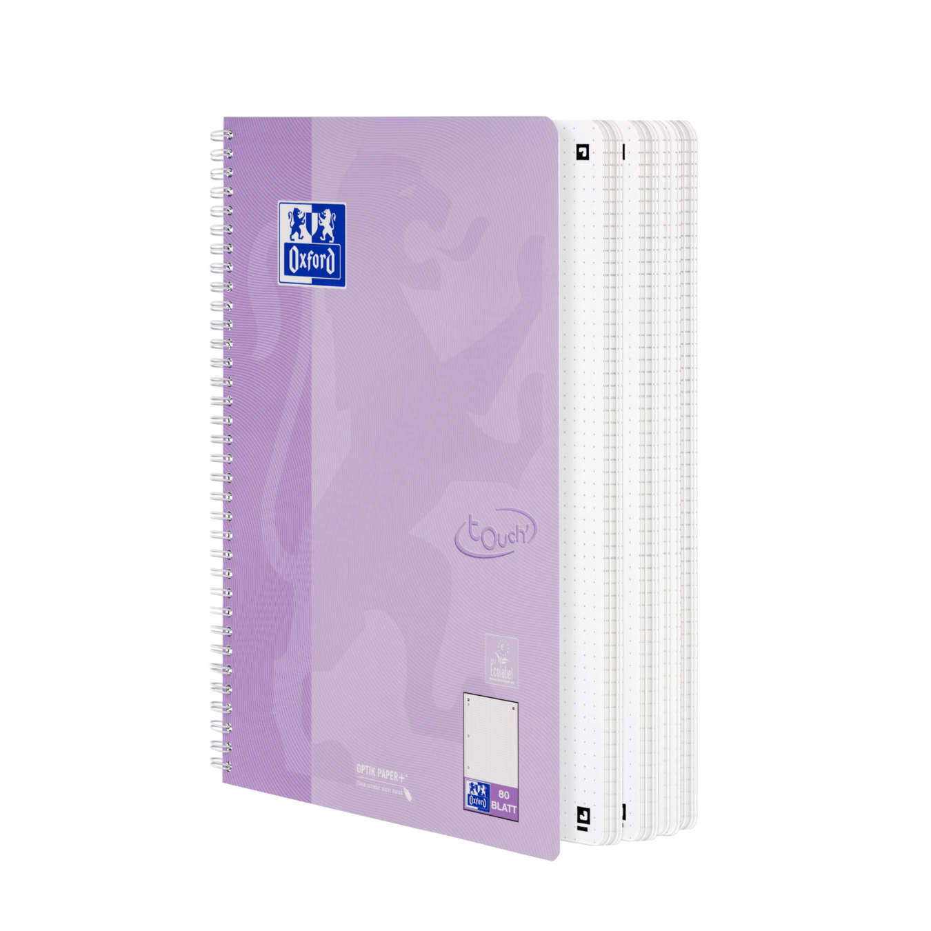 oxford spiraalblok a4 touch' dotted pastel lila