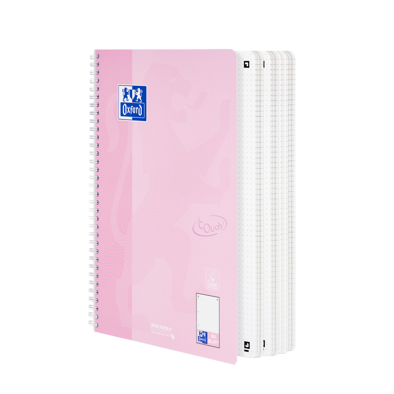 oxford spiraalblok a4 touch' dotted pastel pink