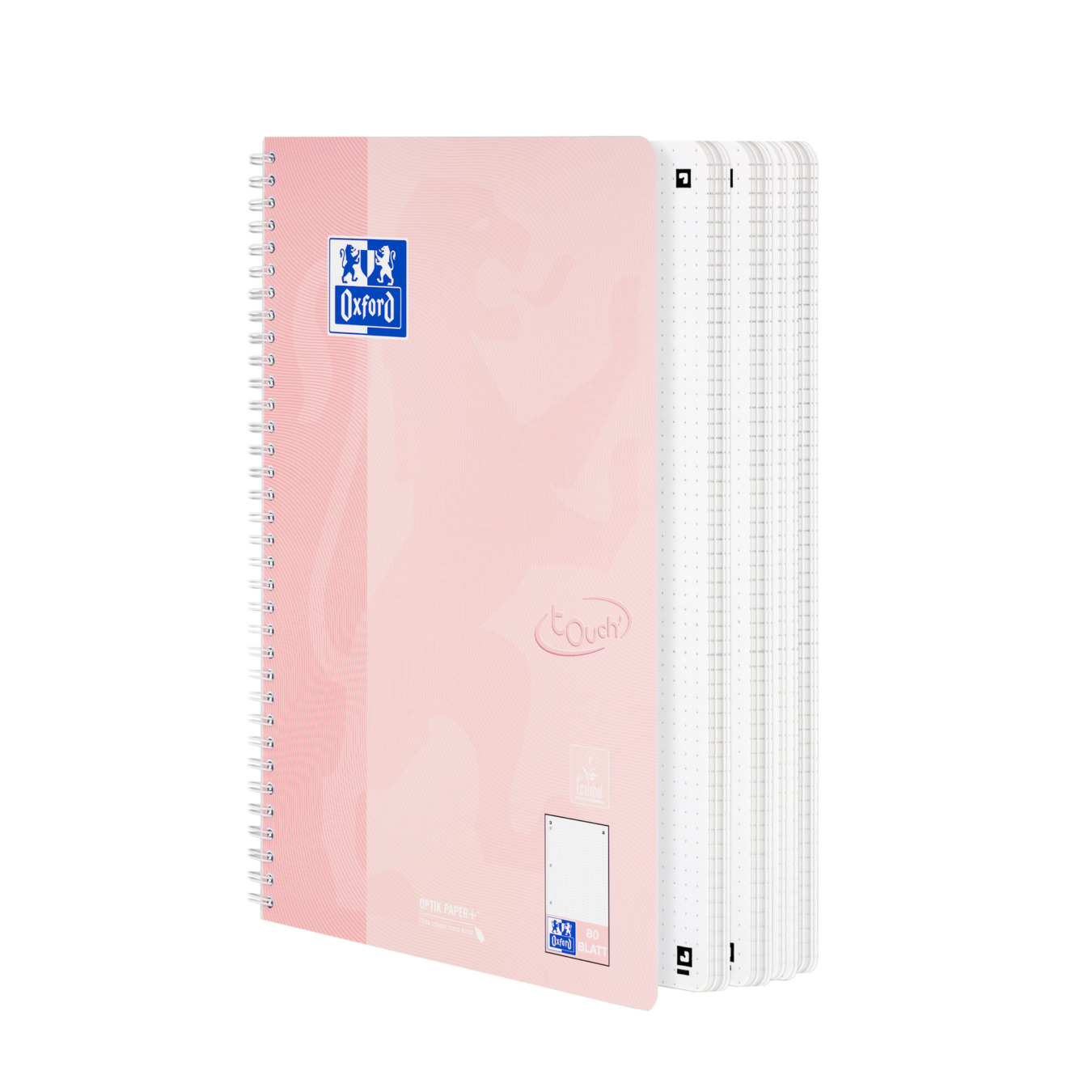 oxford spiraalblok a4 touch' dotted pastel rose