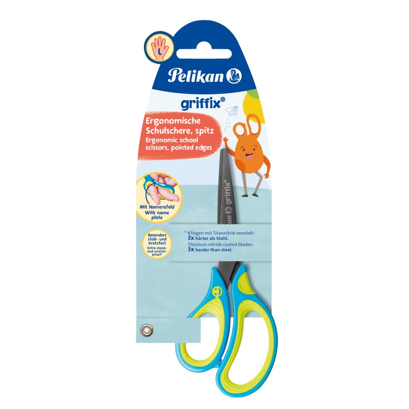 pelikan schaar griffix linkshandig blauw