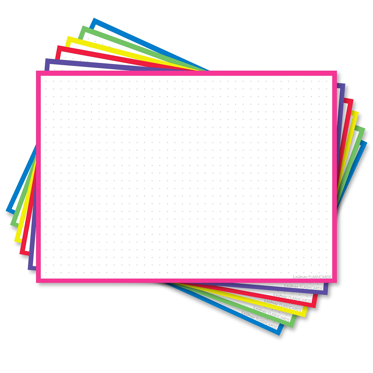 Leitner Flashcards A5 Dotted Neon Mix