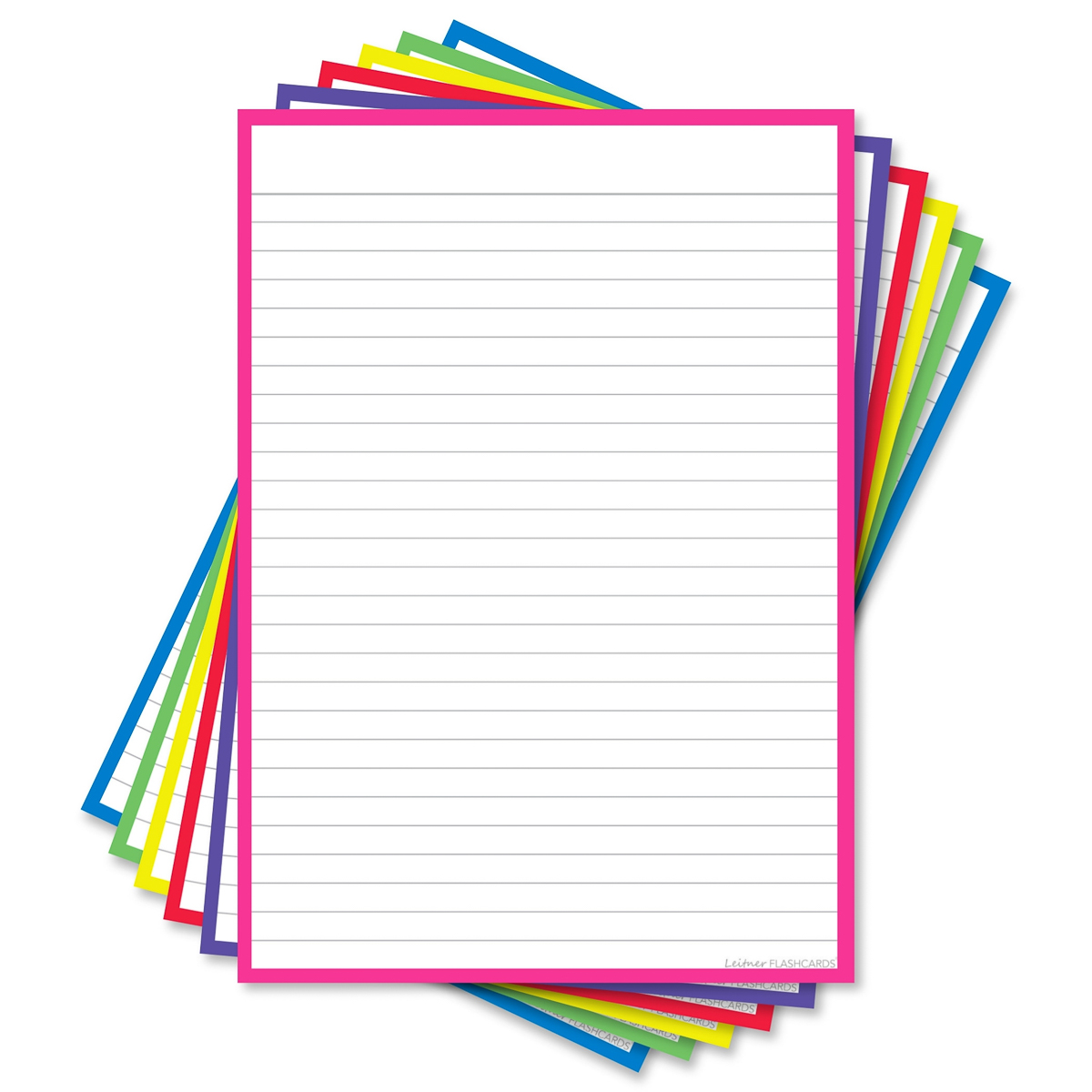 Leitner Flashcards A5 Gelinieerd Neon Mix