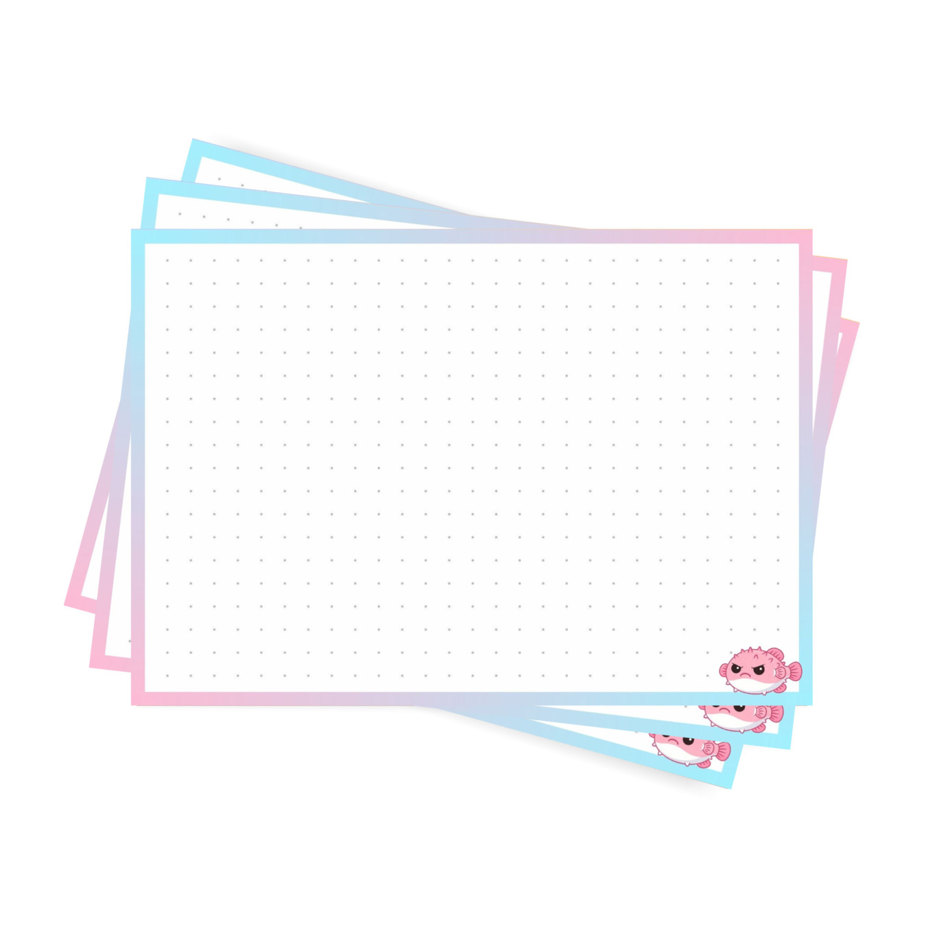 leitner flashcards a6 dotted blauw:roze puffer fish
