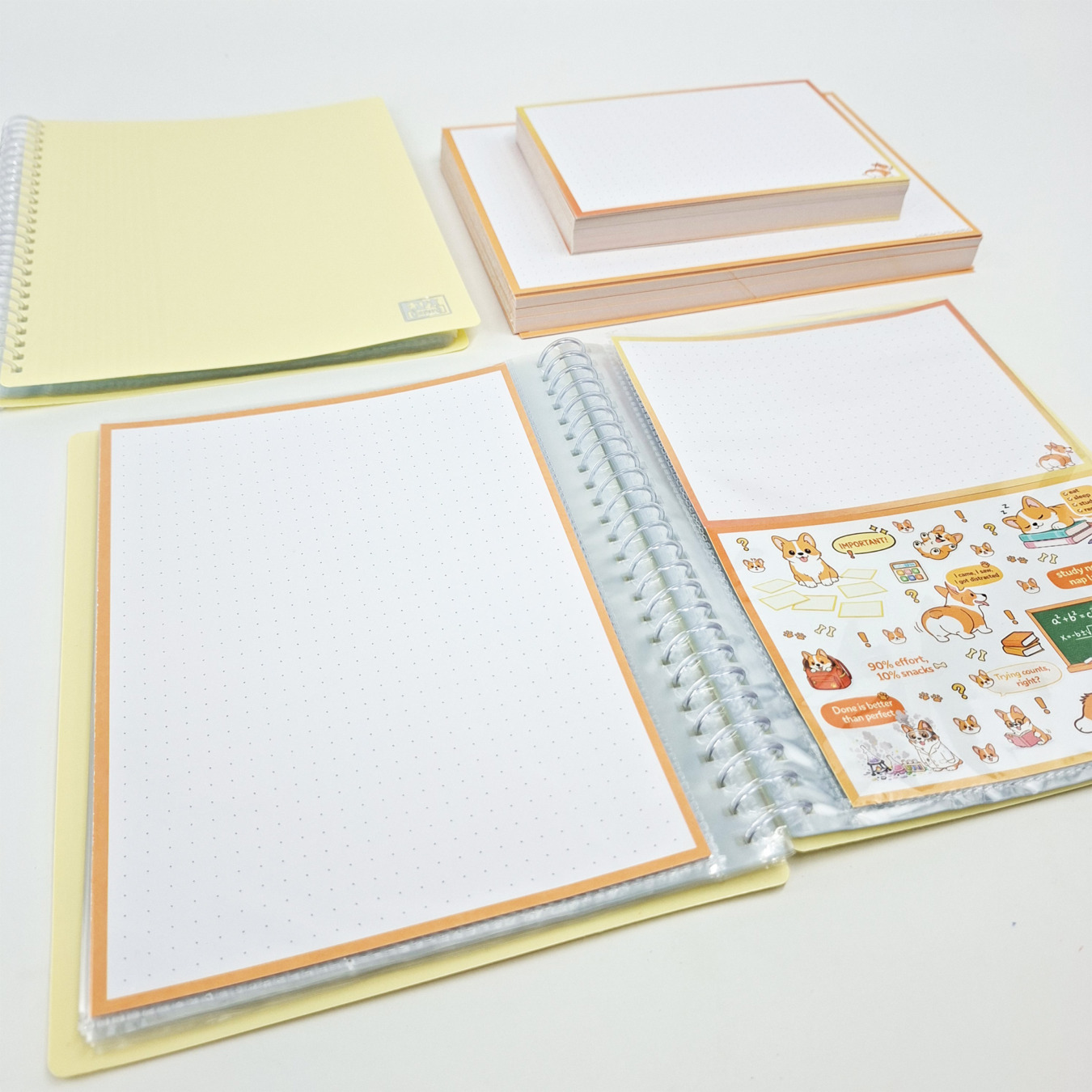 leitner flashcards a6 dotted geel:oranje corgi