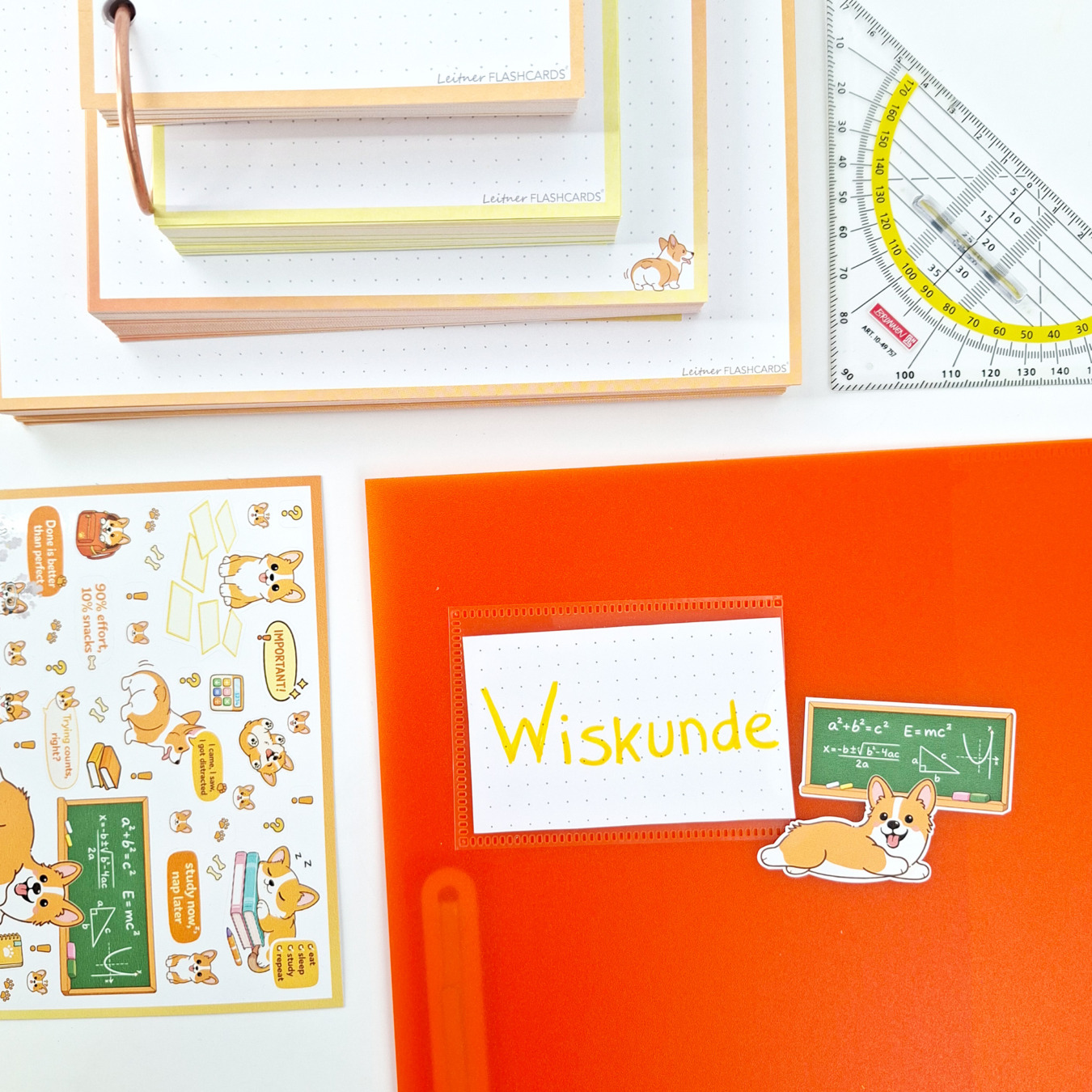 leitner flashcards stickers a6 corgi