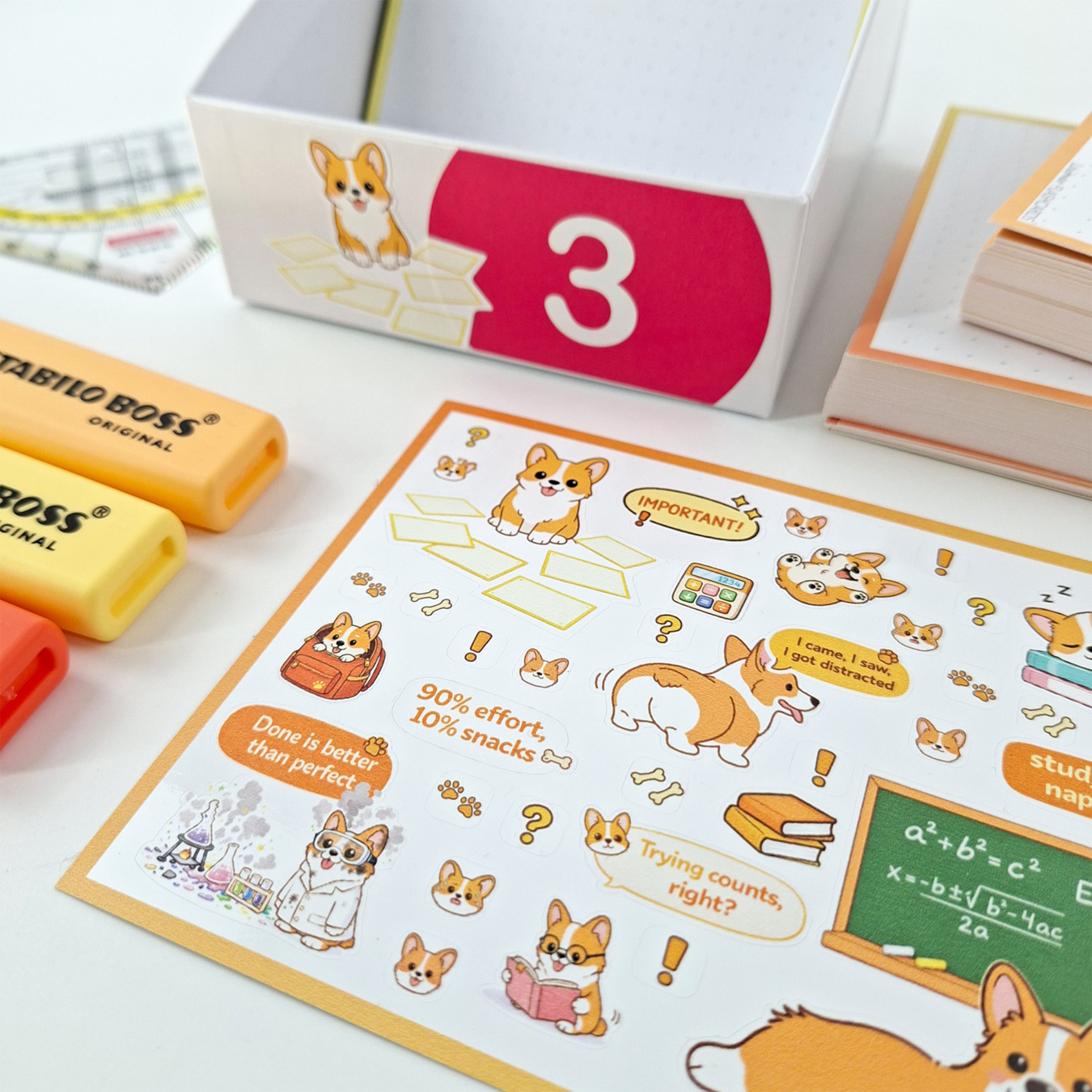 leitner flashcards stickers a6 corgi