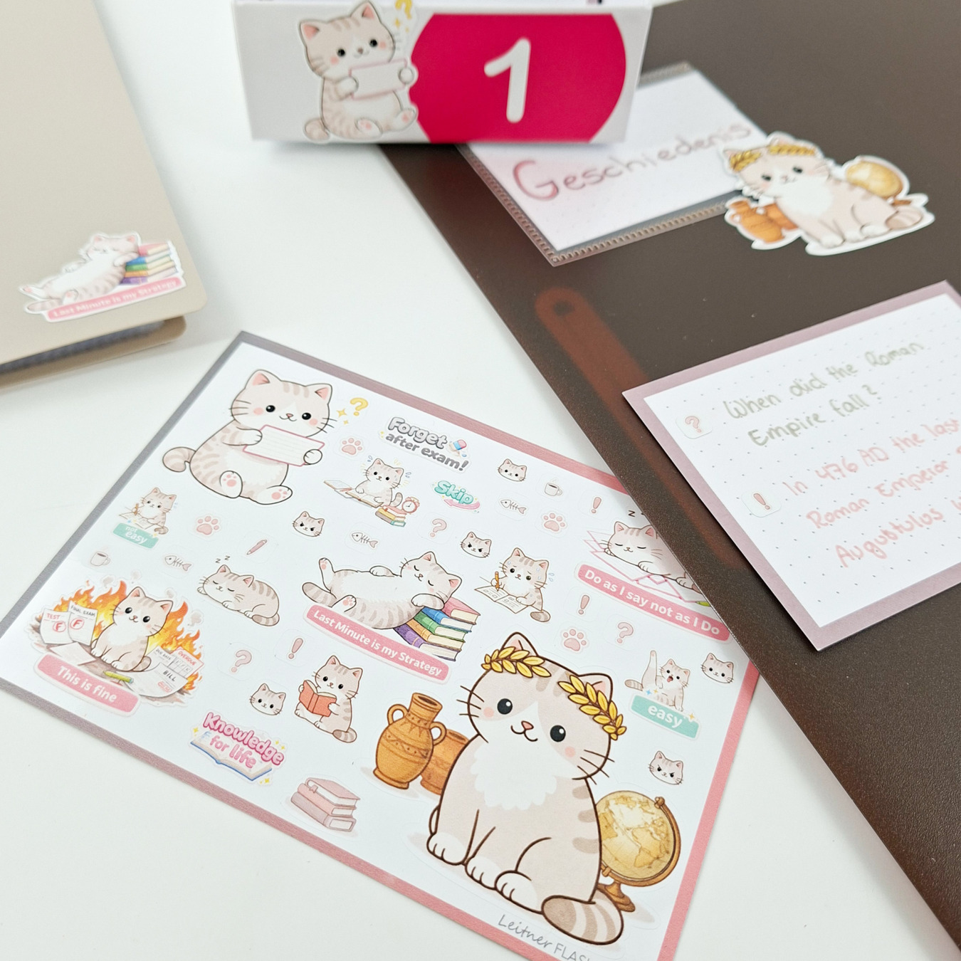 leitner flashcards stickers a6 kat