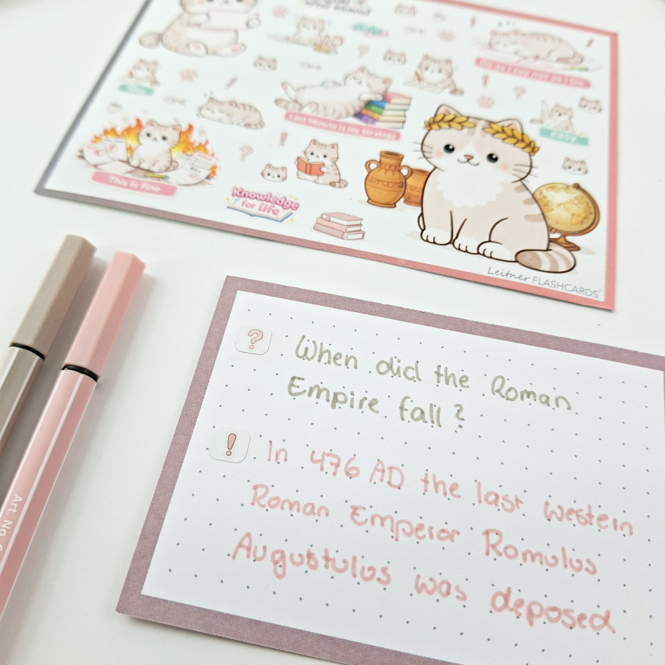 leitner flashcards stickers a6 kat
