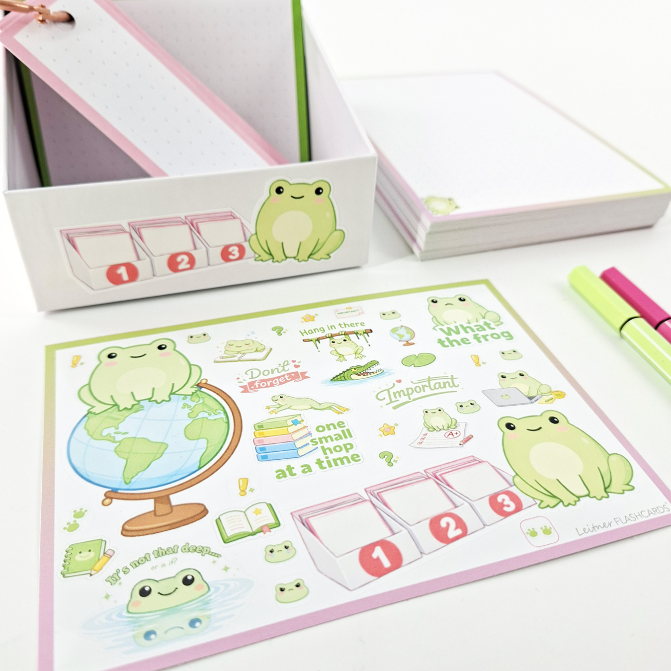 leitner flashcards stickers a6 kikker