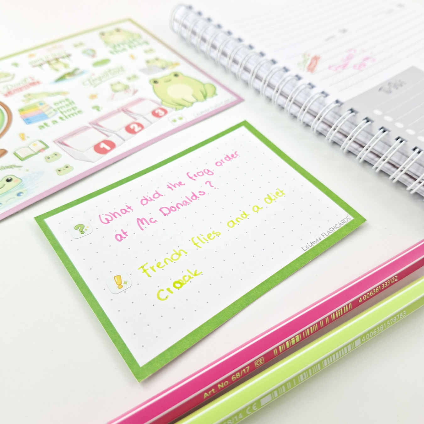 leitner flashcards stickers a6 kikker