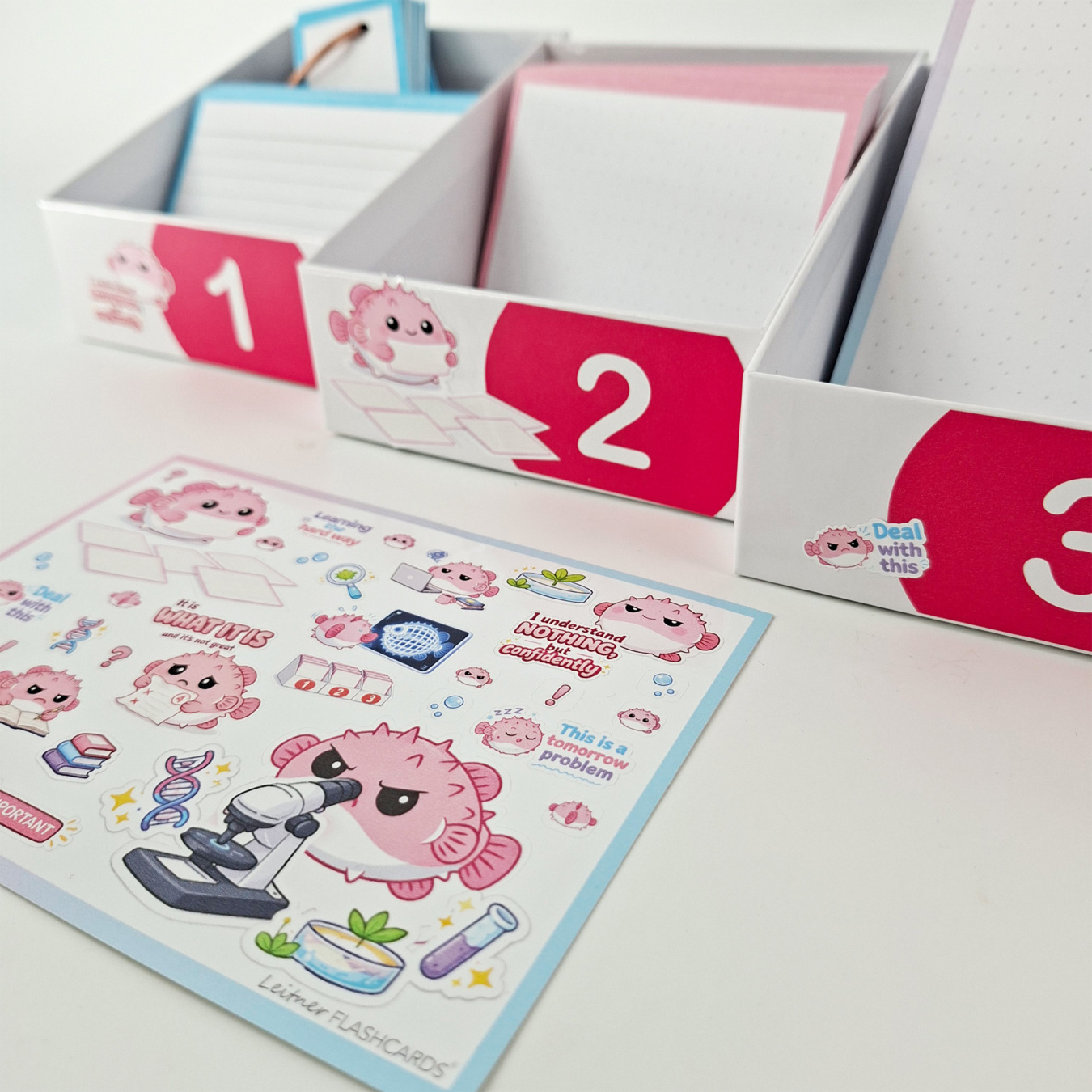 leitner flashcards stickers a6 pufferfish