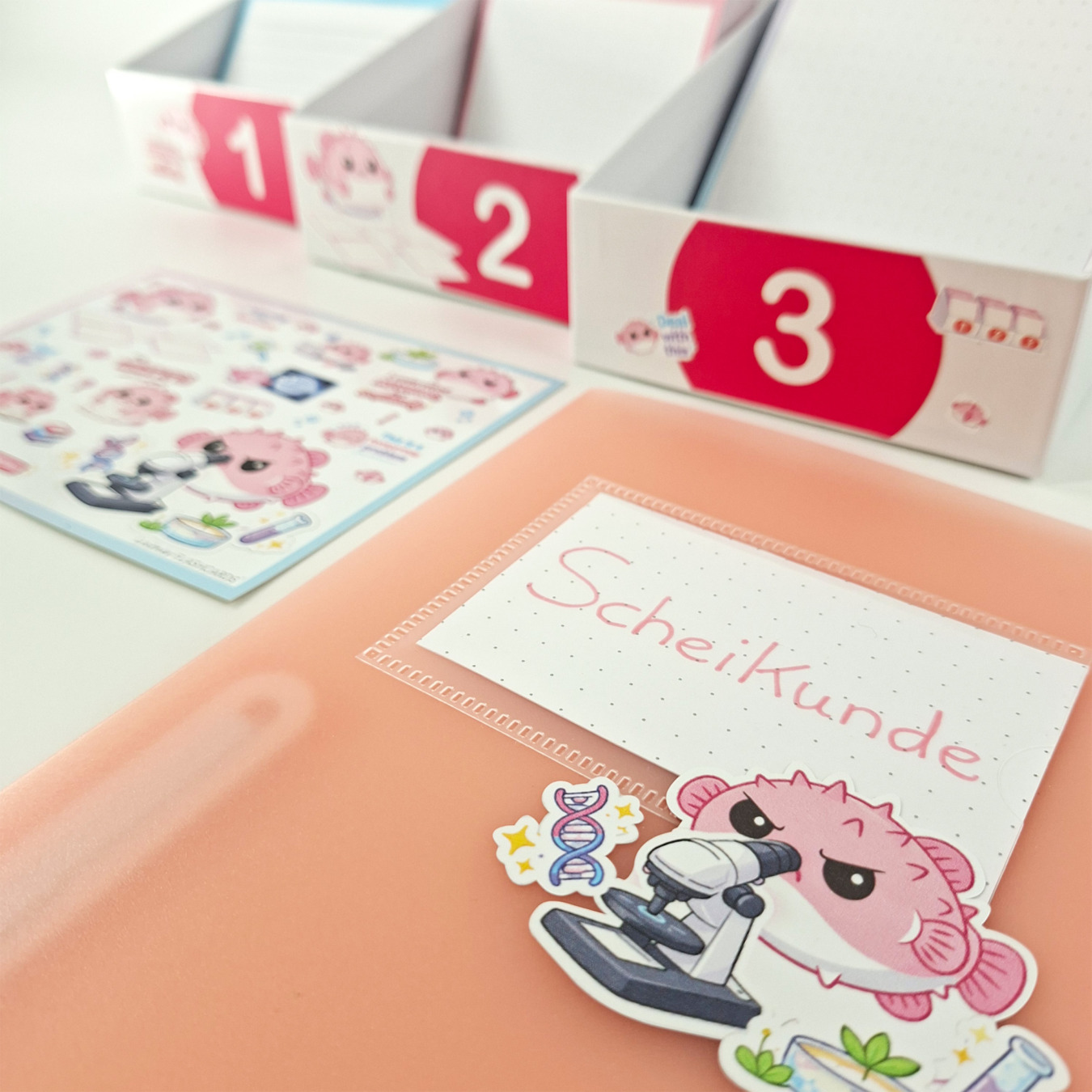 leitner flashcards stickers a6 pufferfish