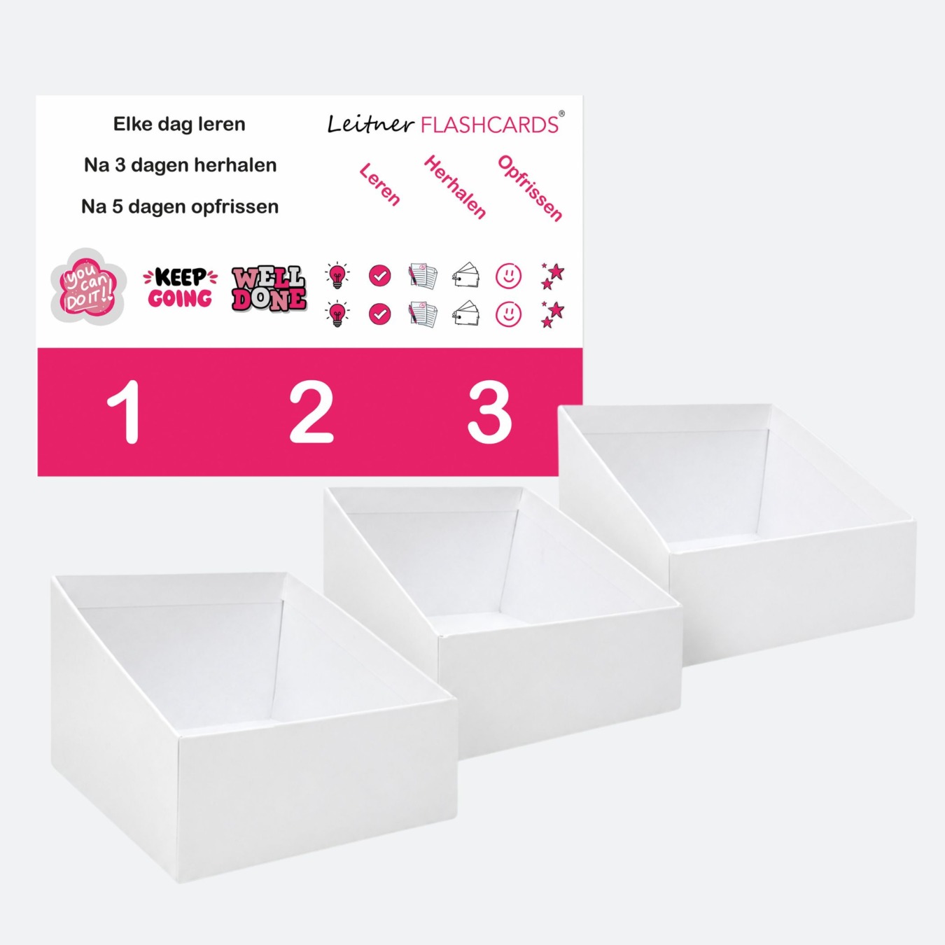leitner systeem boxen set & stickers zand